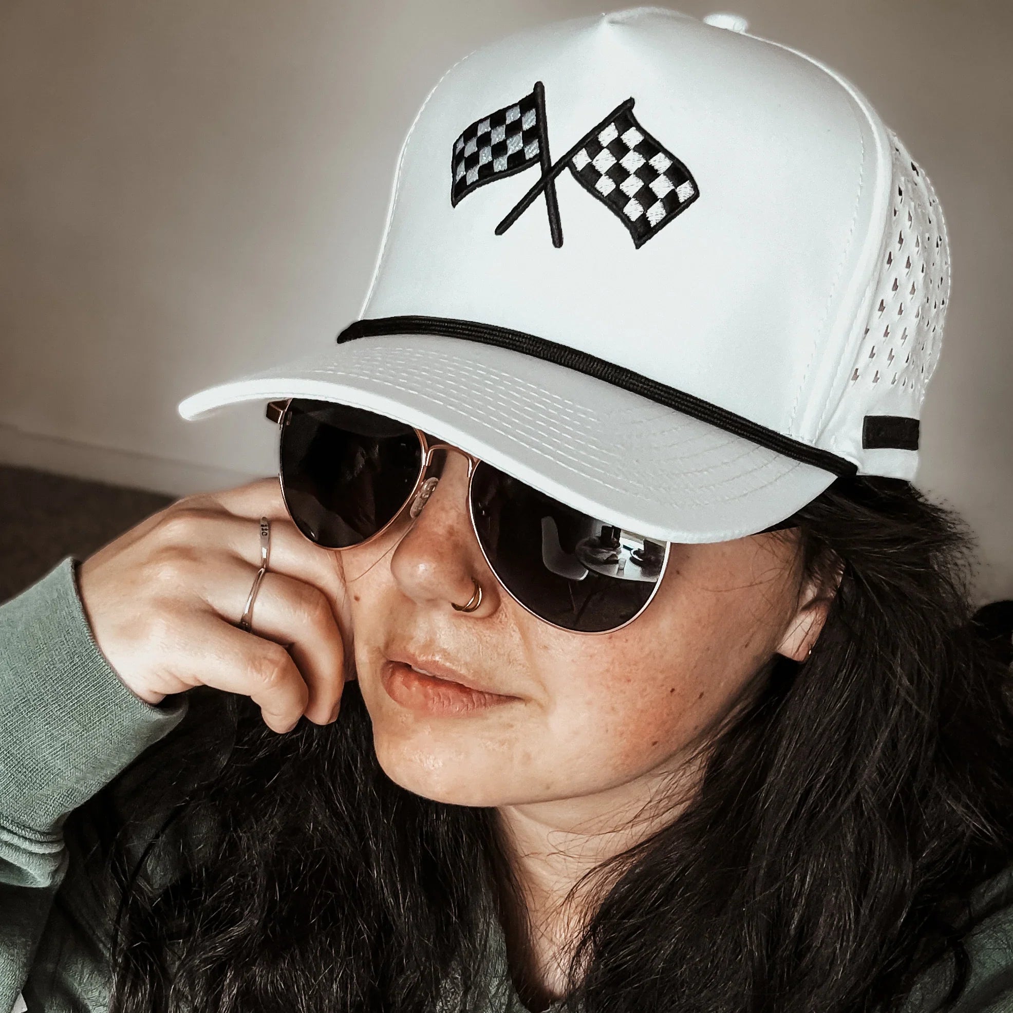 Finish Line White Adventure Snapback // Water-resistant