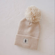 Ff Pom Top Knit Beanie | Oatmeal