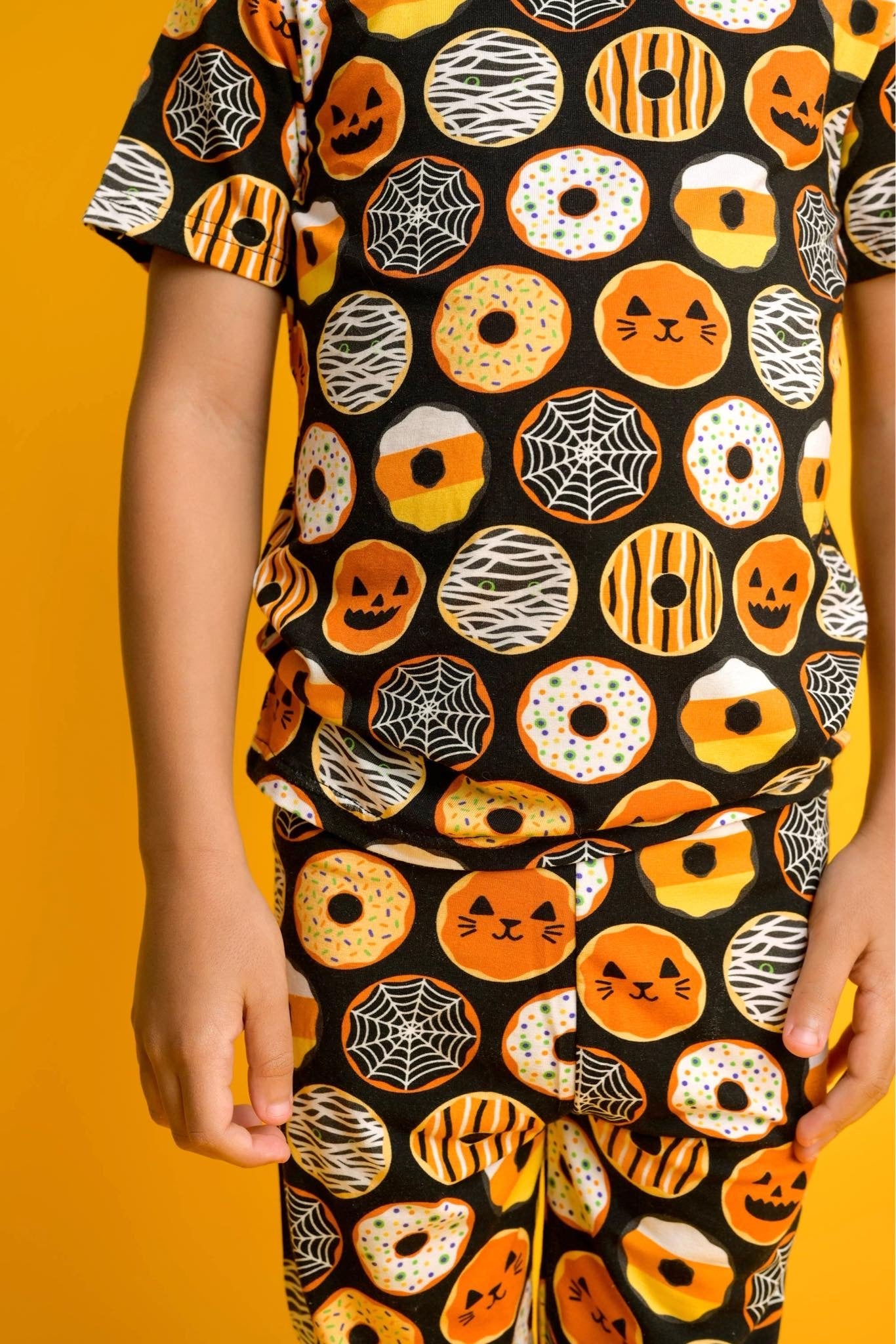 Halloween Krispy Scream Donuts Short Sleeve Two Piece Bamboo Pajama Set