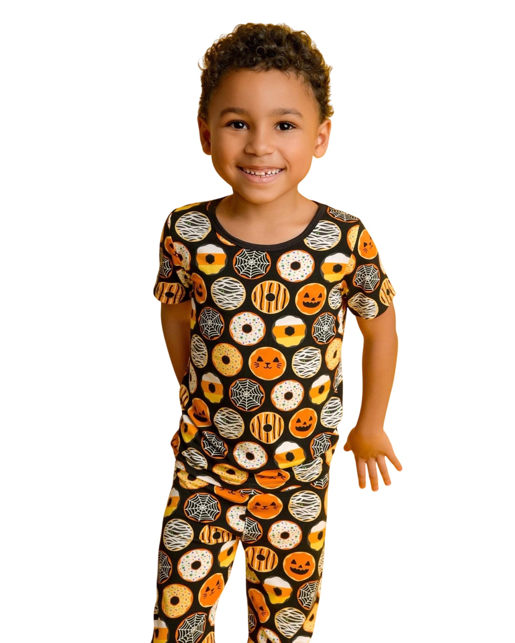 Halloween Krispy Scream Donuts Short Sleeve Two Piece Bamboo Pajama Set