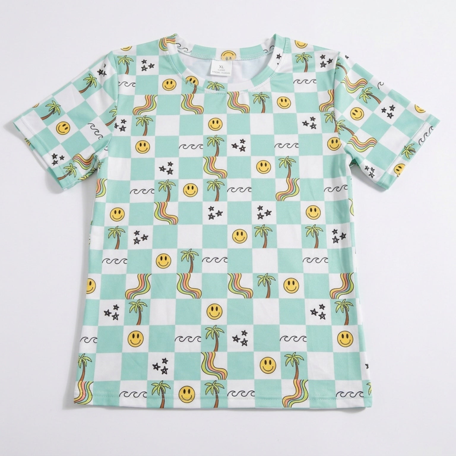 Wavy Checks Short Sleeve T Shirt