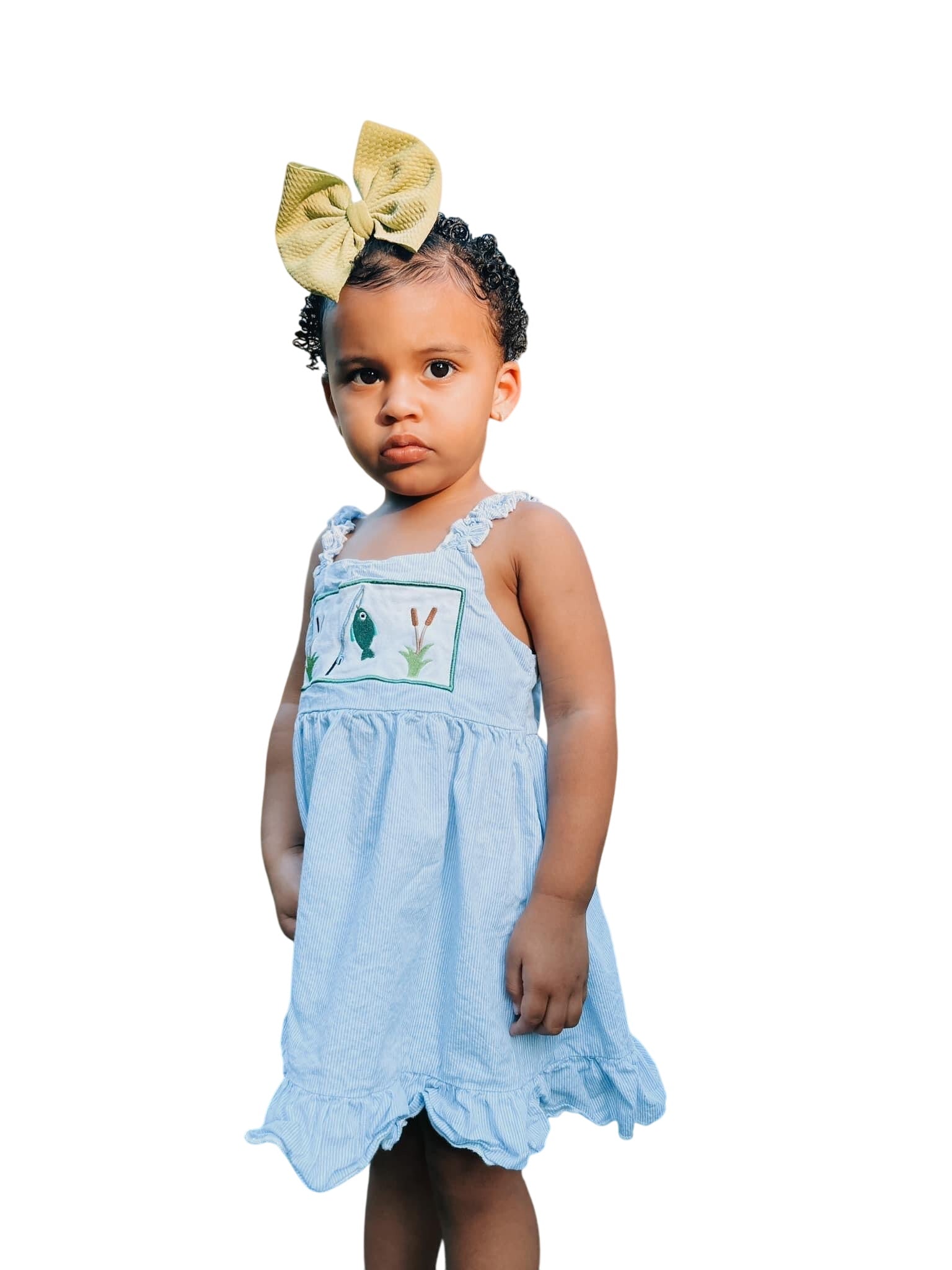 Blue Fishing Appliqué Dress