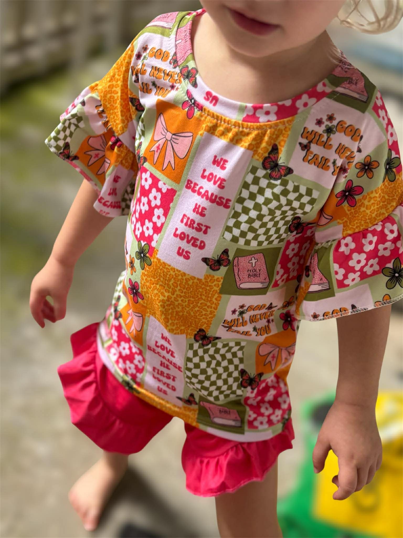 Butterfly Faith Bows Ruffle Set