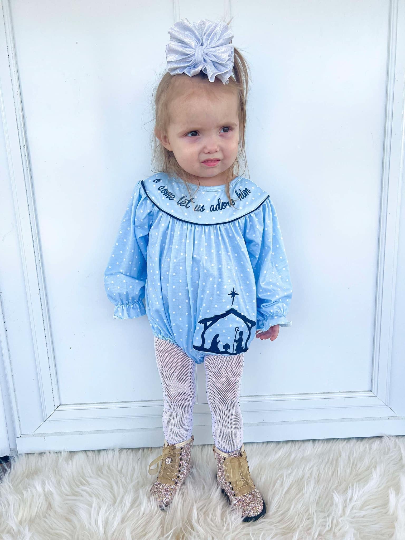 Adore Him Embroidery Romper