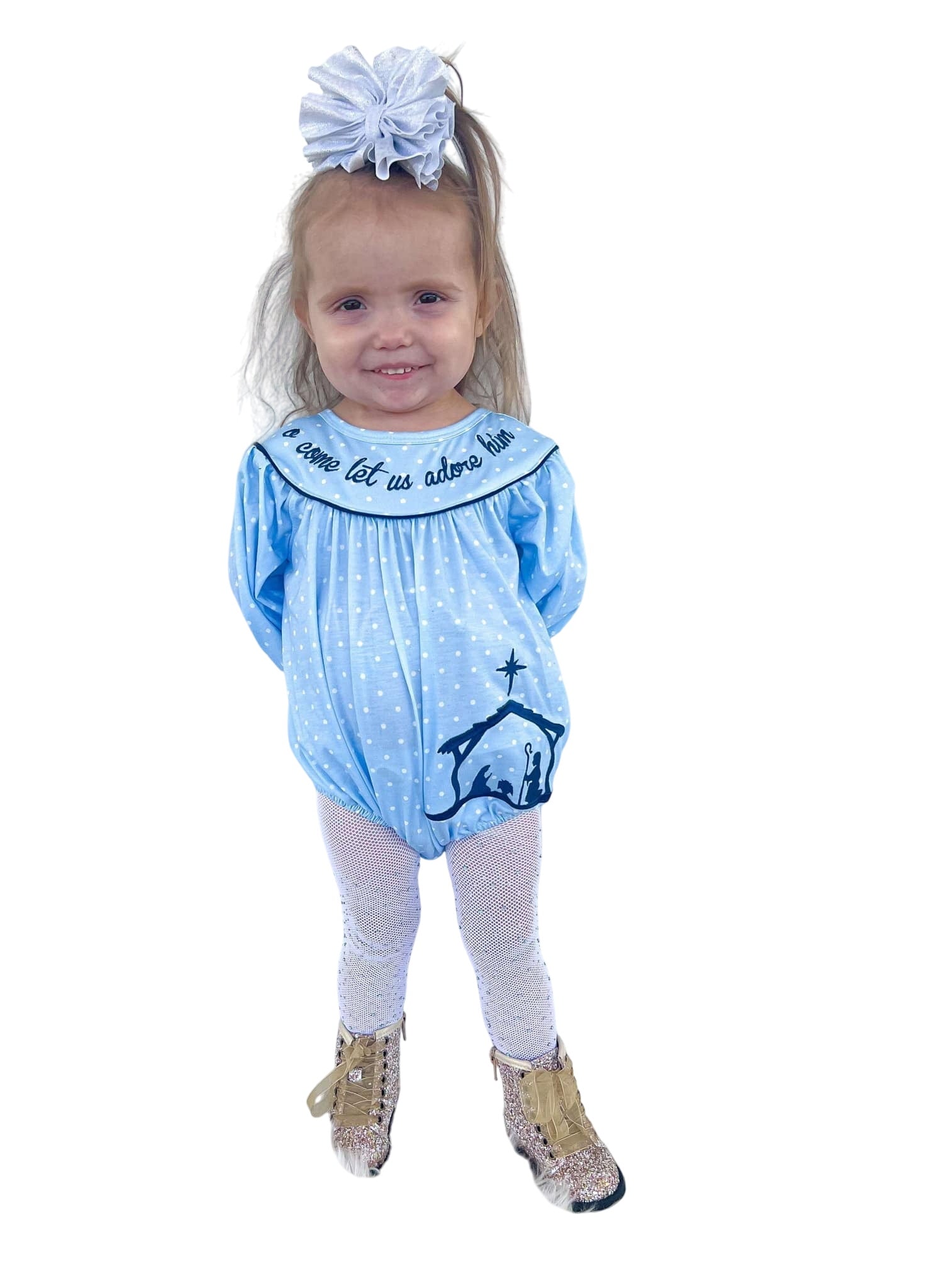 Adore Him Embroidery Romper