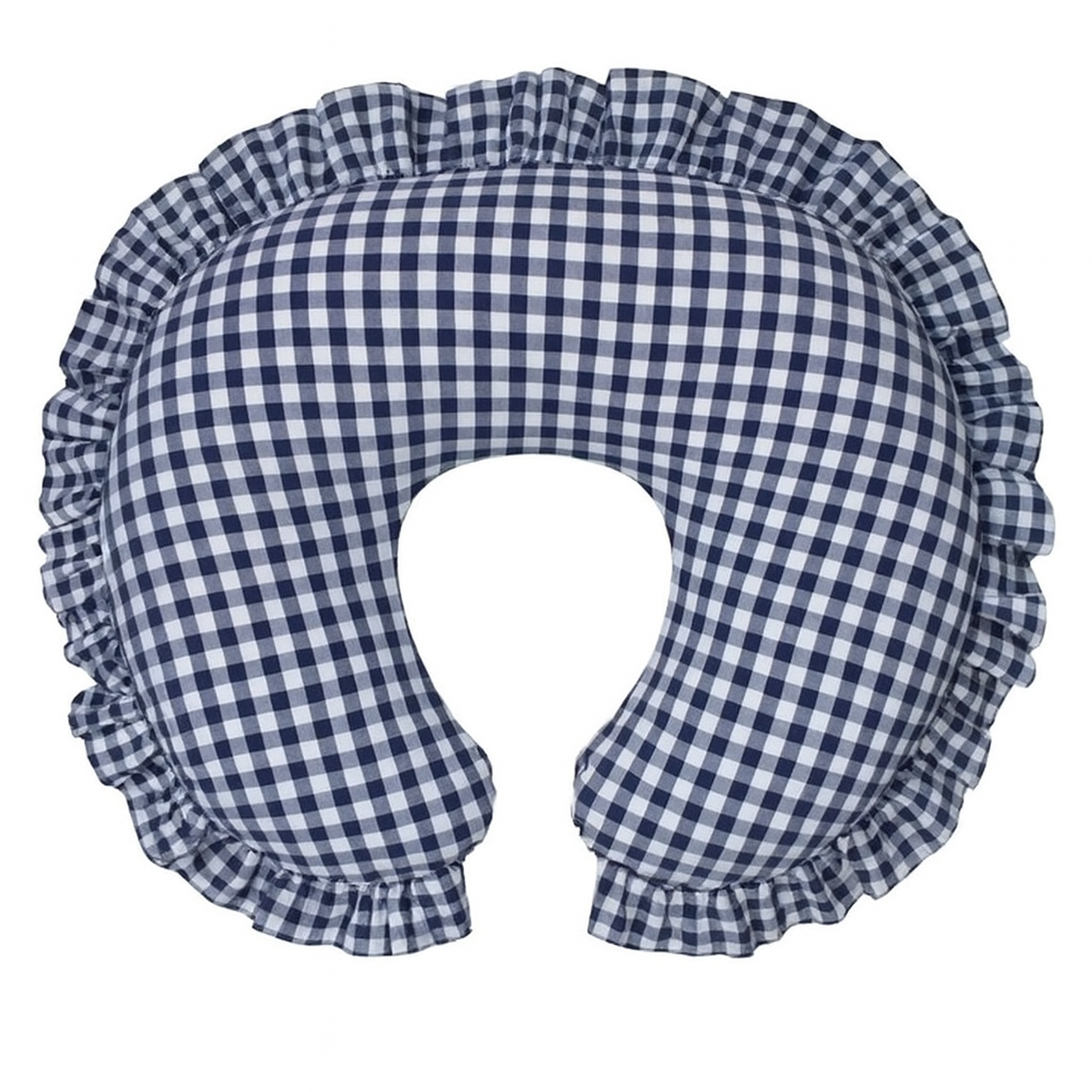 Blue Gingham Ruffle Nursing Pillow Cover