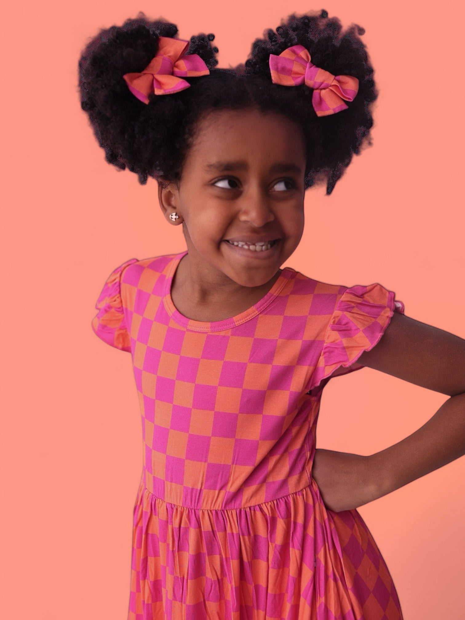 Neon Dreams Checkers Dream Ruffle Dress