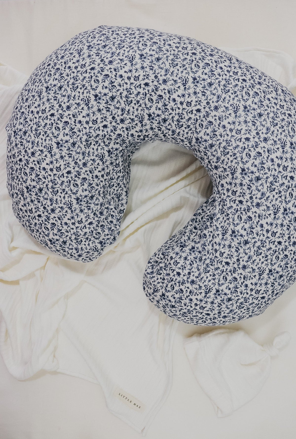 Blue Floral Ruffle Nursing Pillow Cover