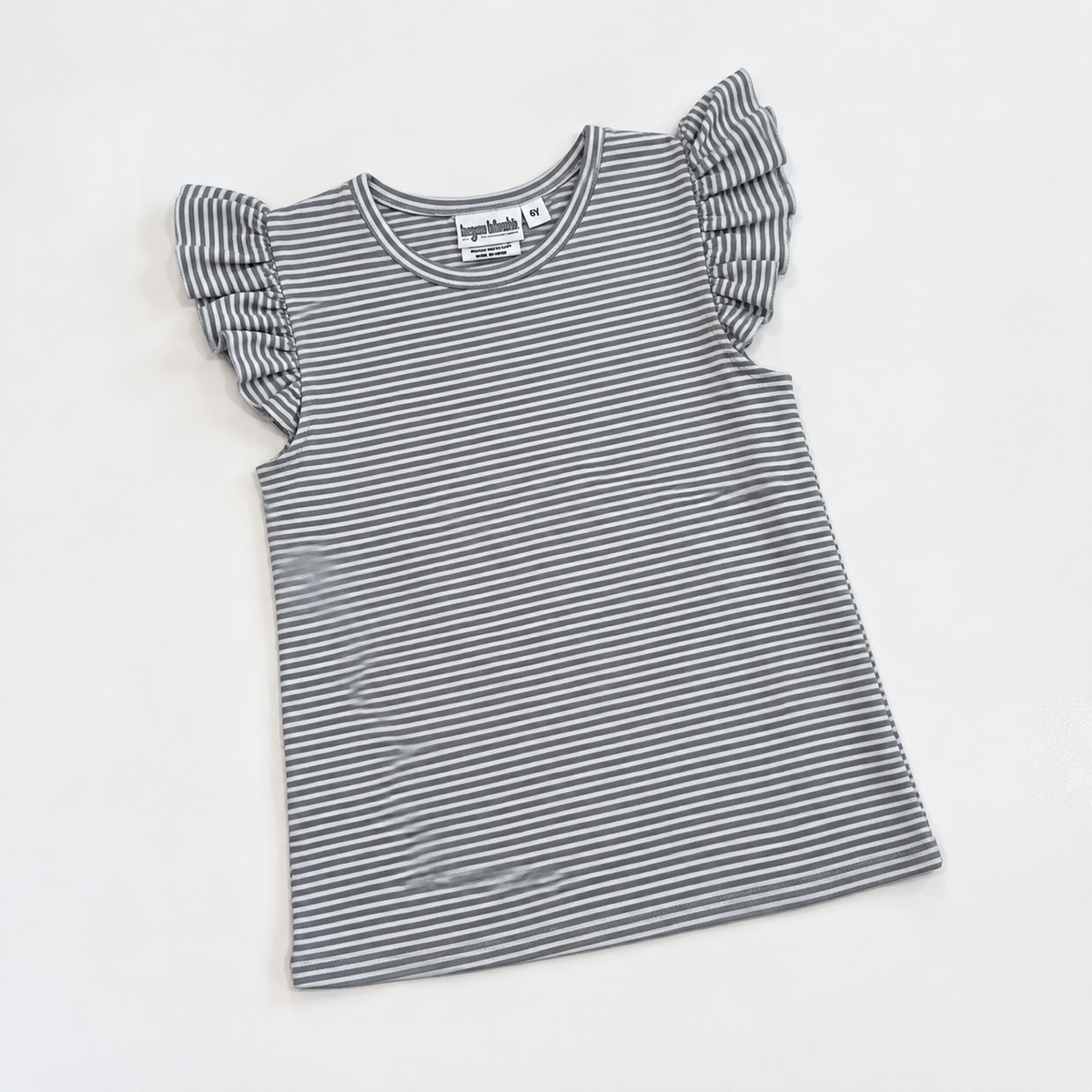 Knit Stripe Flutter Sleeve Shirt