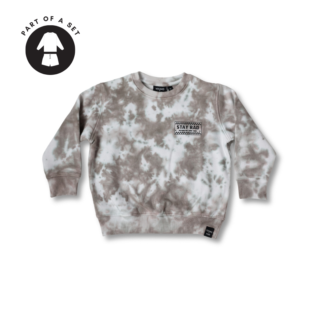 Stay Rad Tie-dye Crewneck // Taupe