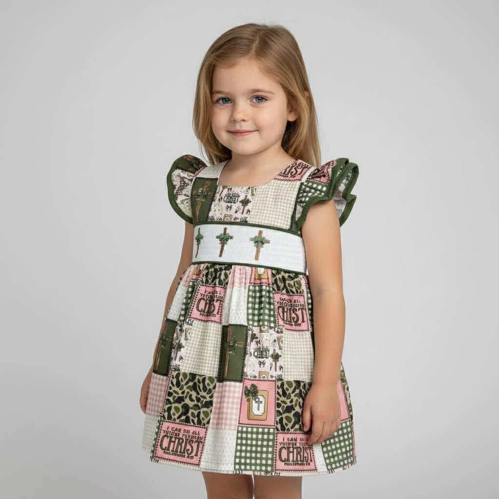 Smocked Camo Cross Dress