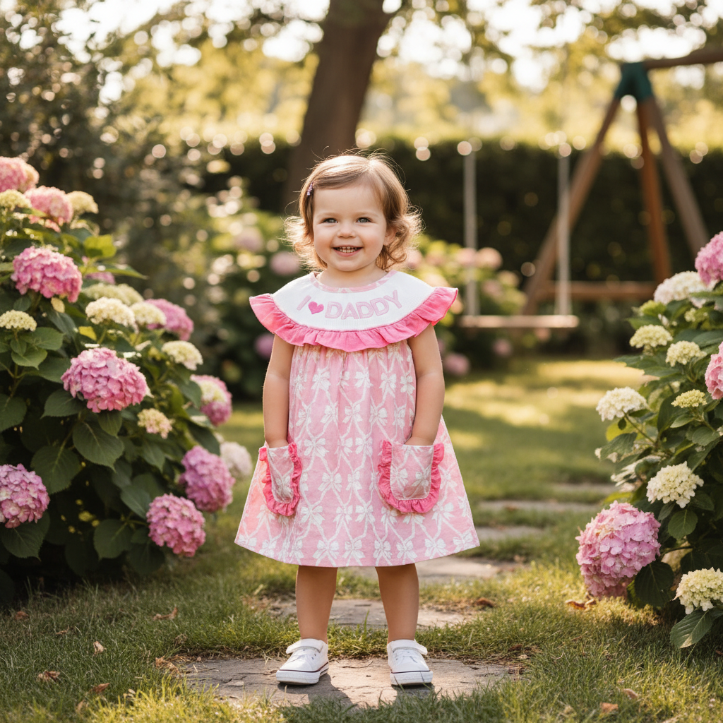 Smocked Bows I Love Daddy Dress