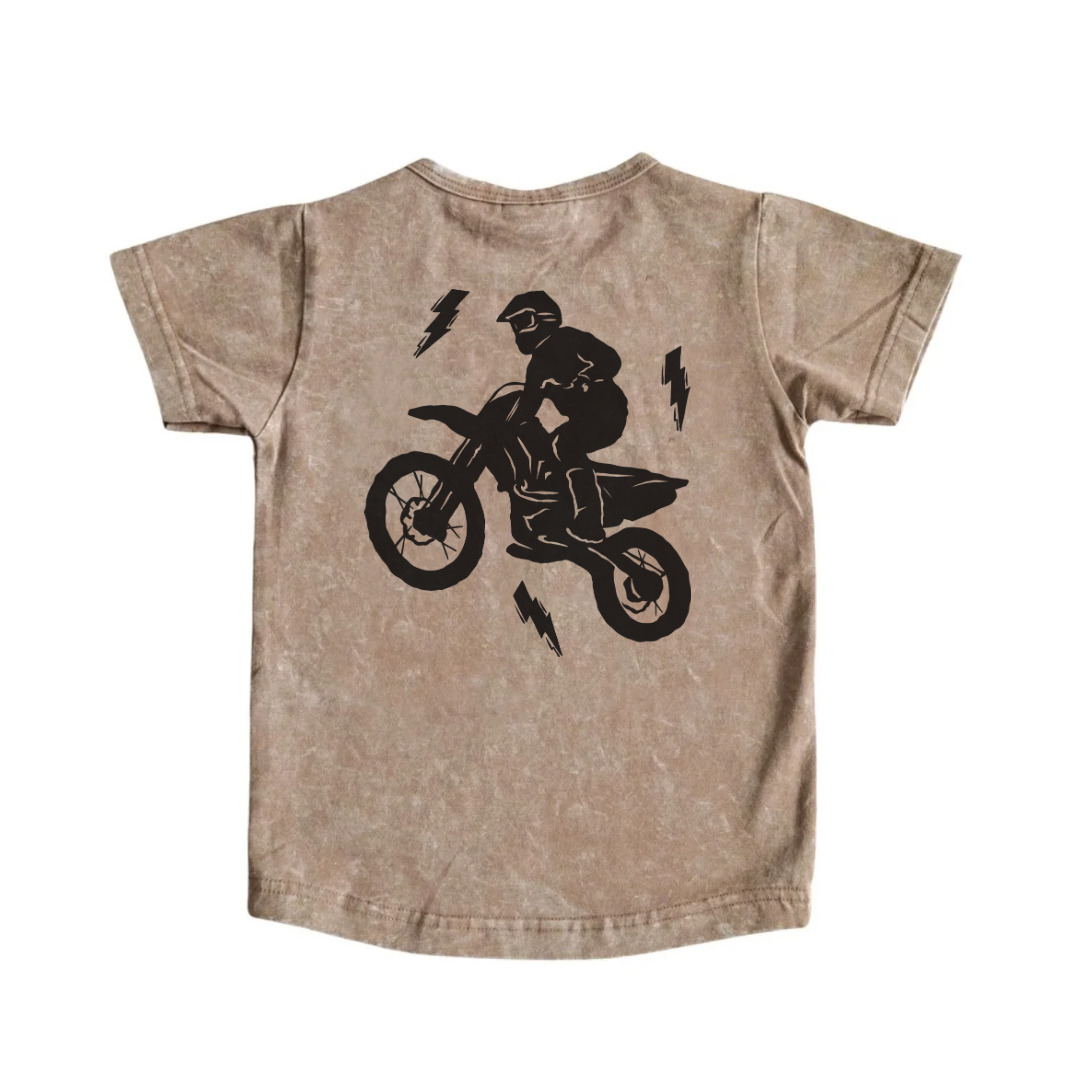 Taupe Full Throttle Acid Wash Tee