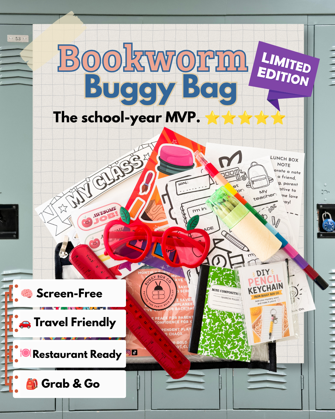 Bookworm Activity Kit For Kids | School-themed Screen-free Fun |