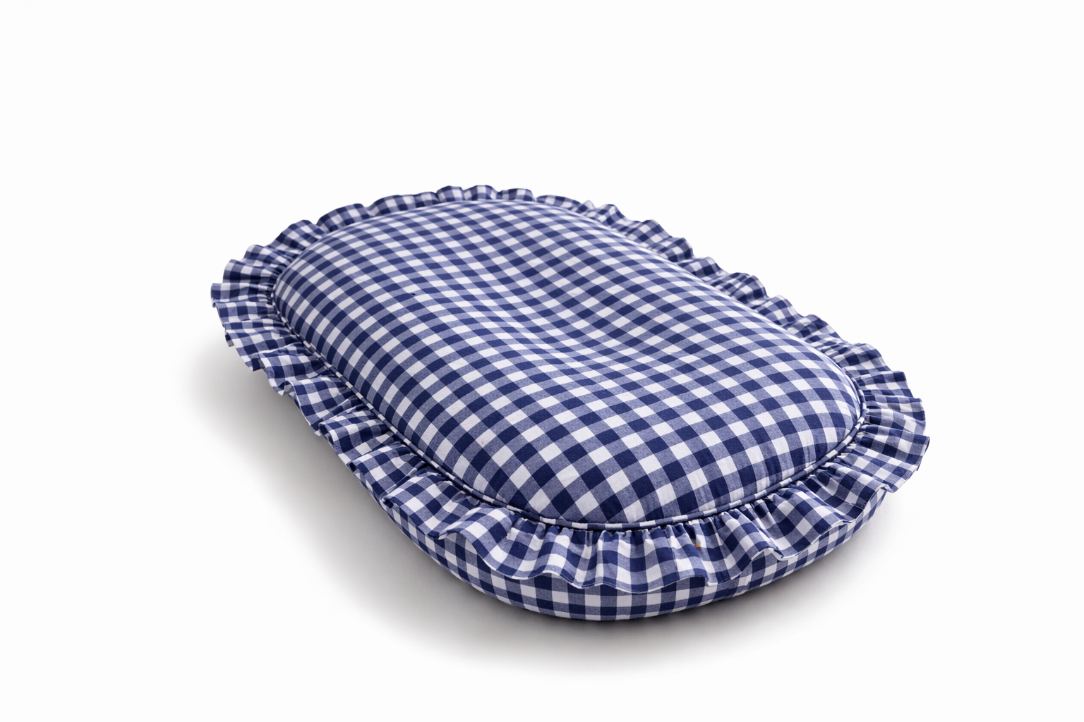Navy Gingham Ruffle Baby Lounger Cover