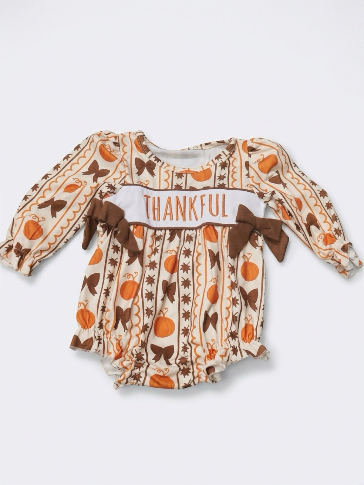 Thankful Pumpkin Bow - Girl Romper