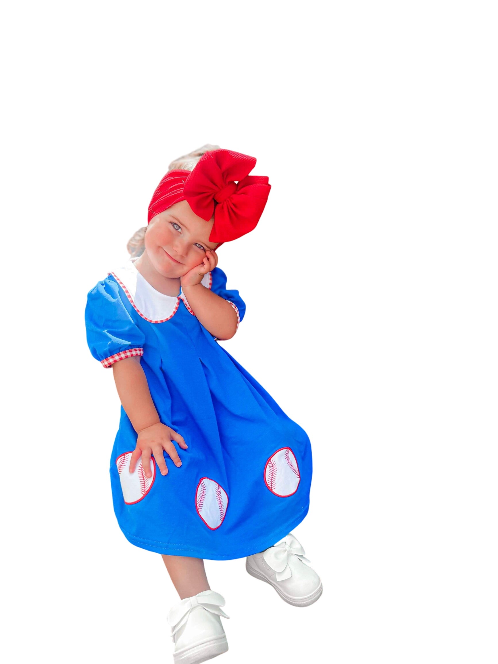 Blue Baseball Applique Dress