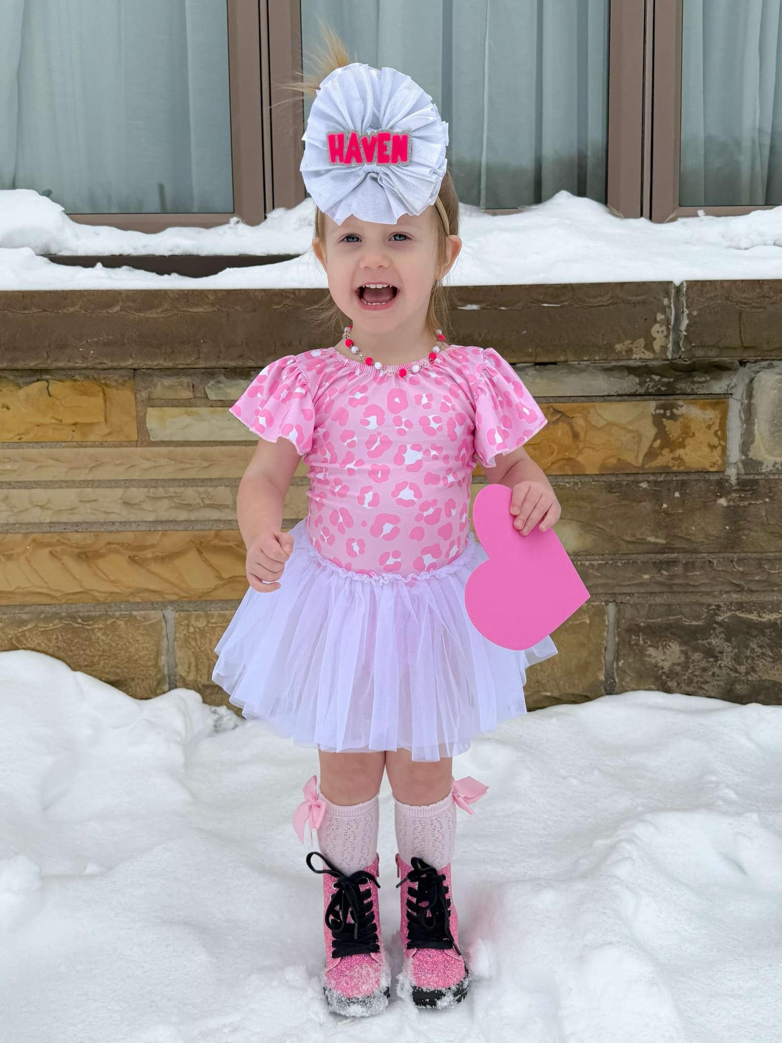Pink Leopard Bow Back Leotard