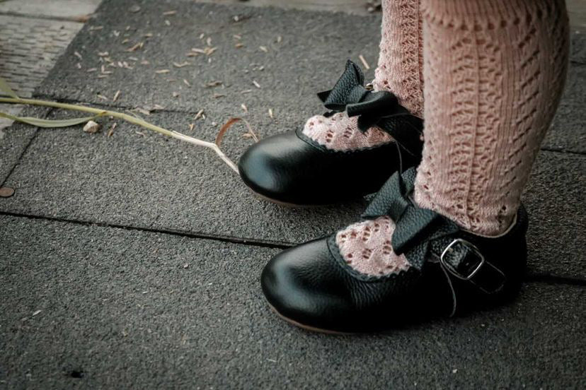 Bow Mary Jane - Black Smooth Leather