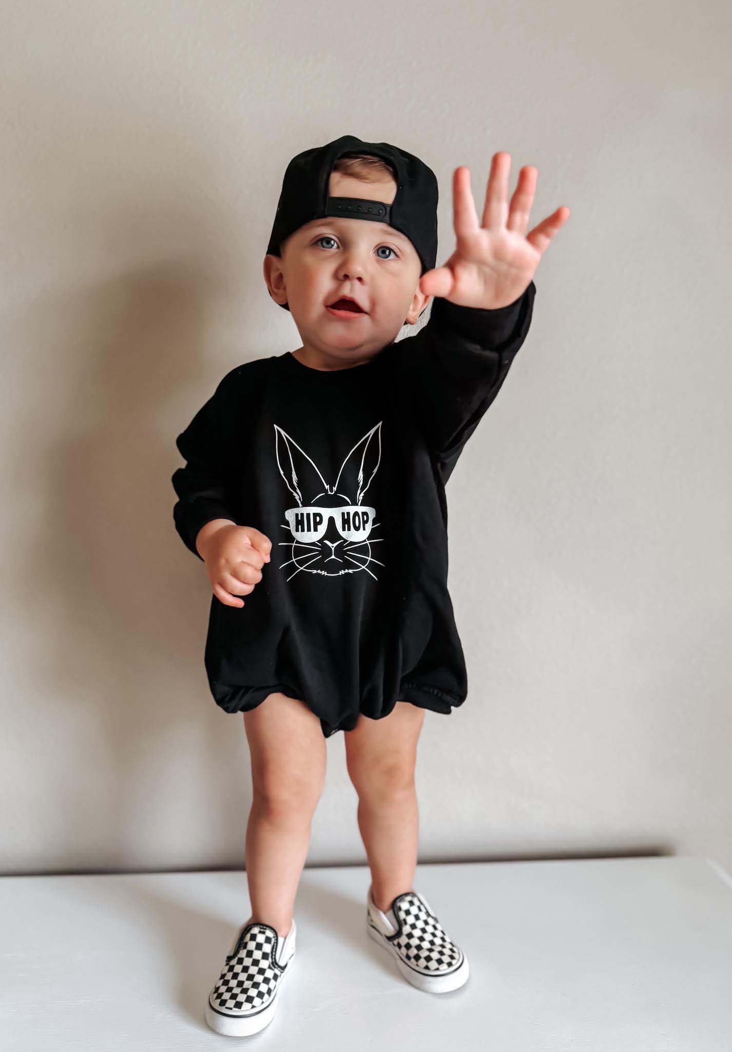 Hip Hop Bunny Easter Sweatshirt Romper