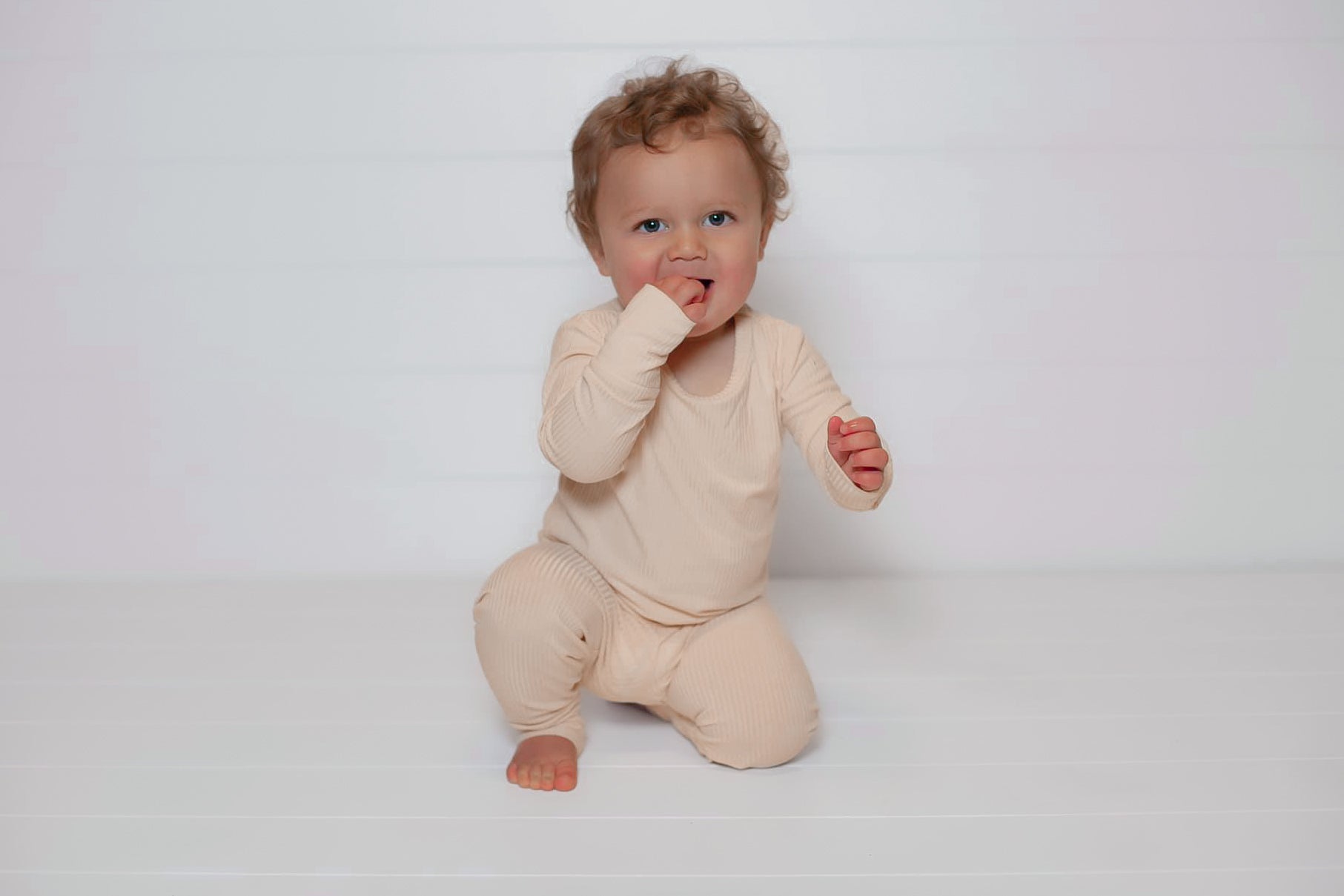 Cream Ribbed Two Piece Dozer