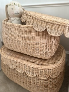 Scalloped Rattan Baskets - Multiple Sizes - Large