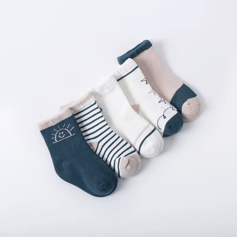 Organic Cotton Socks For Toddlers | 5-pack Fun Kids’ Socks | Sunset