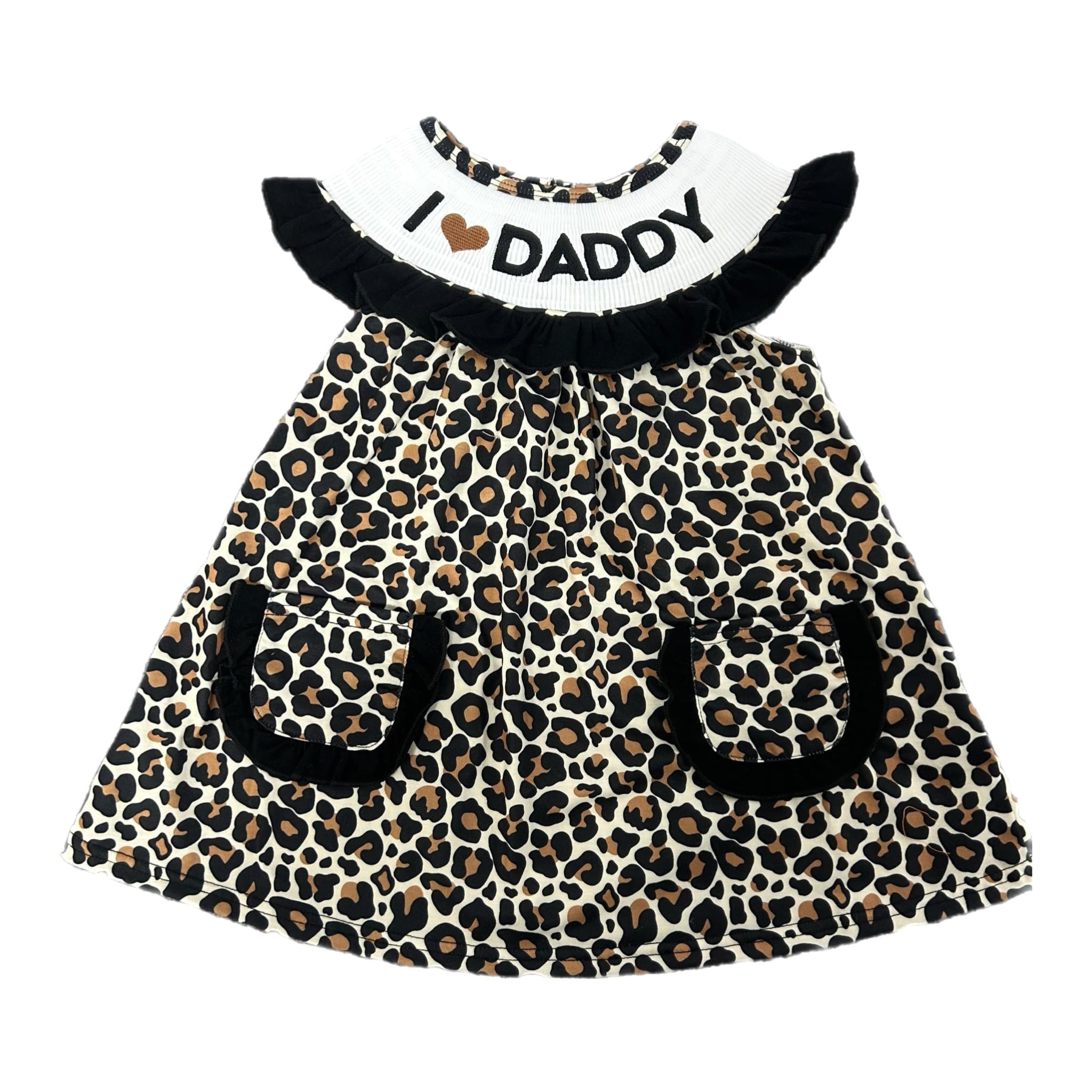 Smocked Leopard I Love Daddy Dress
