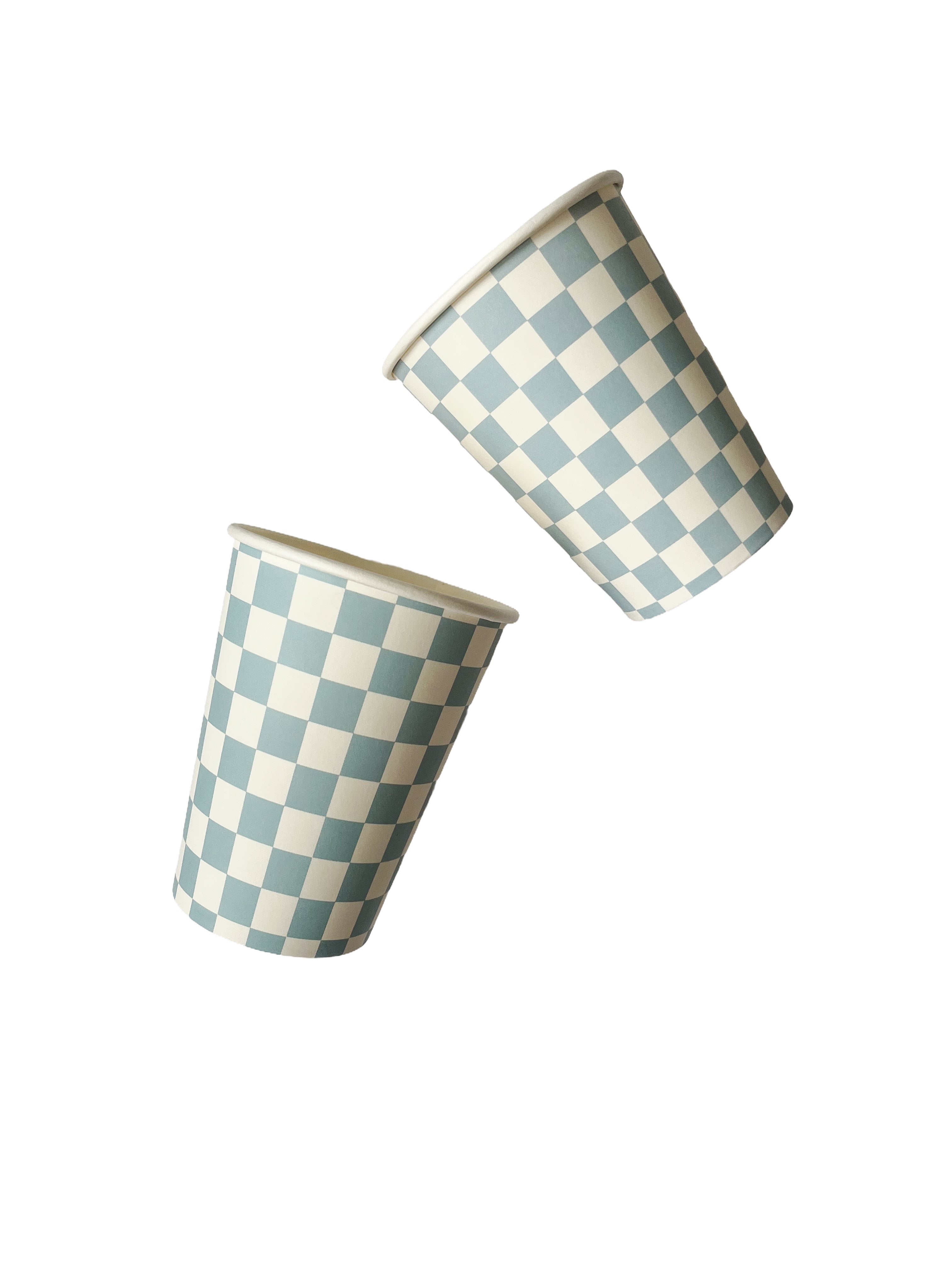 Blue Checkered Cups (set Of 8)