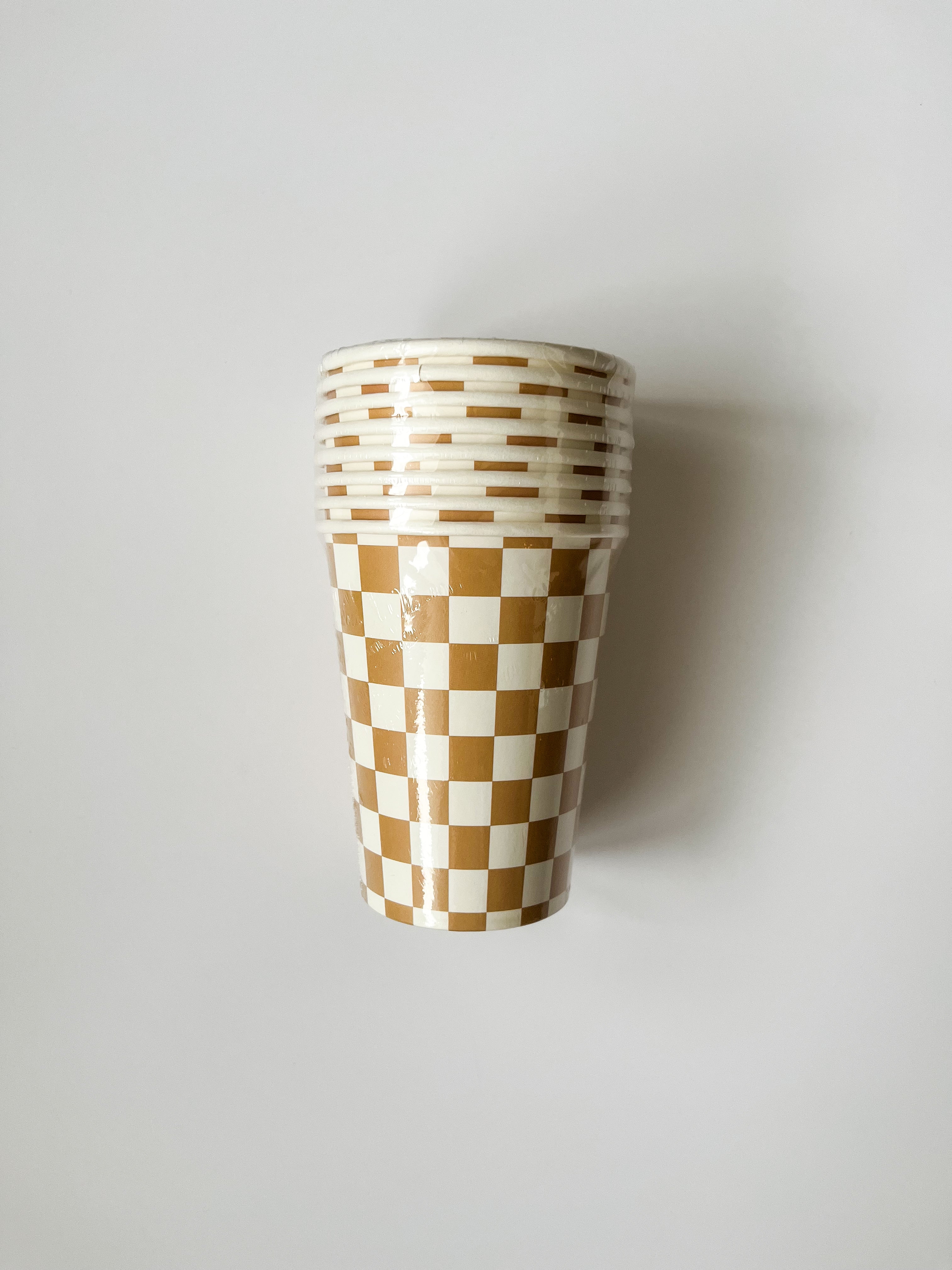 Checkered Gold Matte Cups (set Of 8)