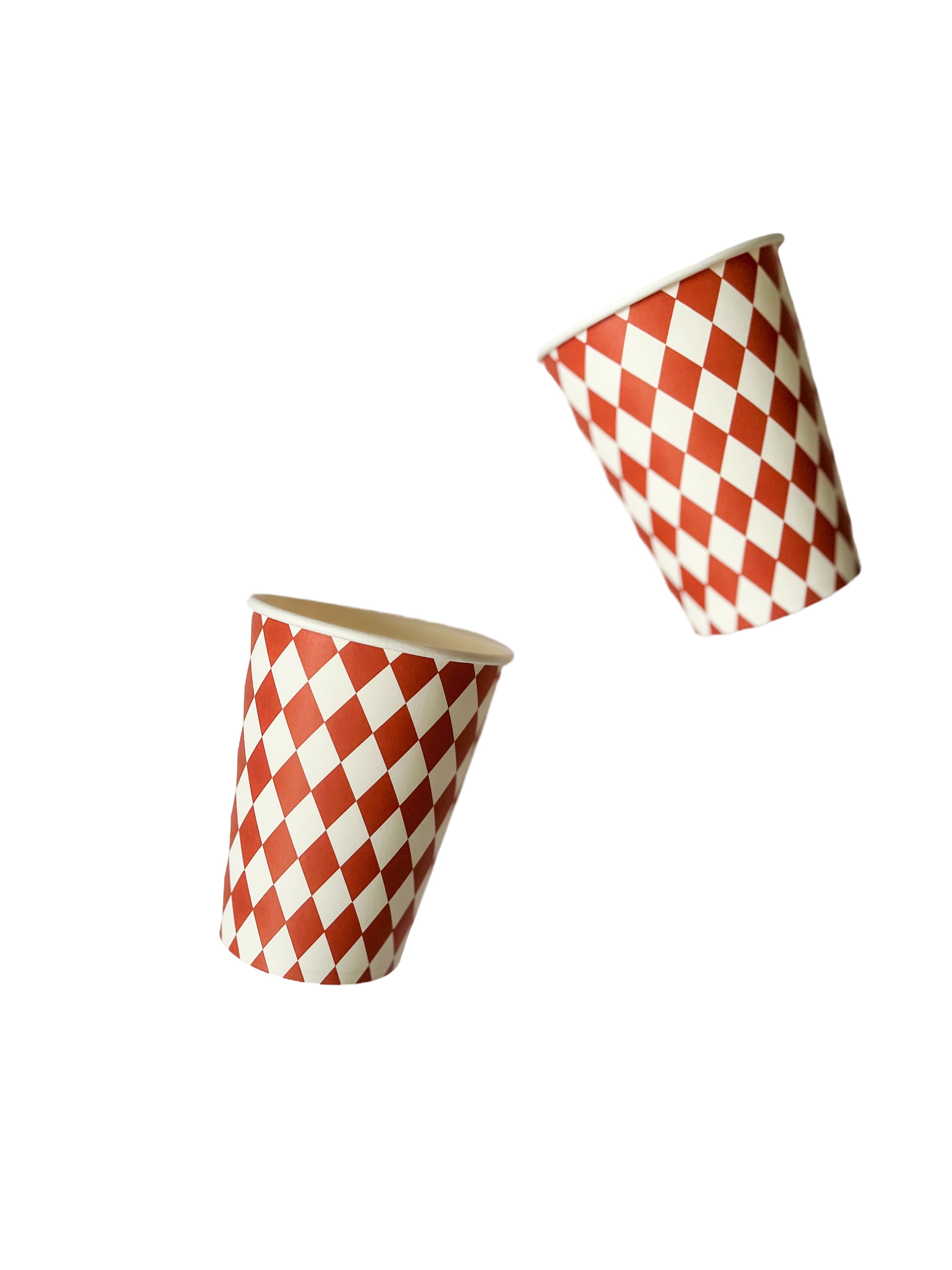 Orange Bavarian Checkered Cups (set Of 8)