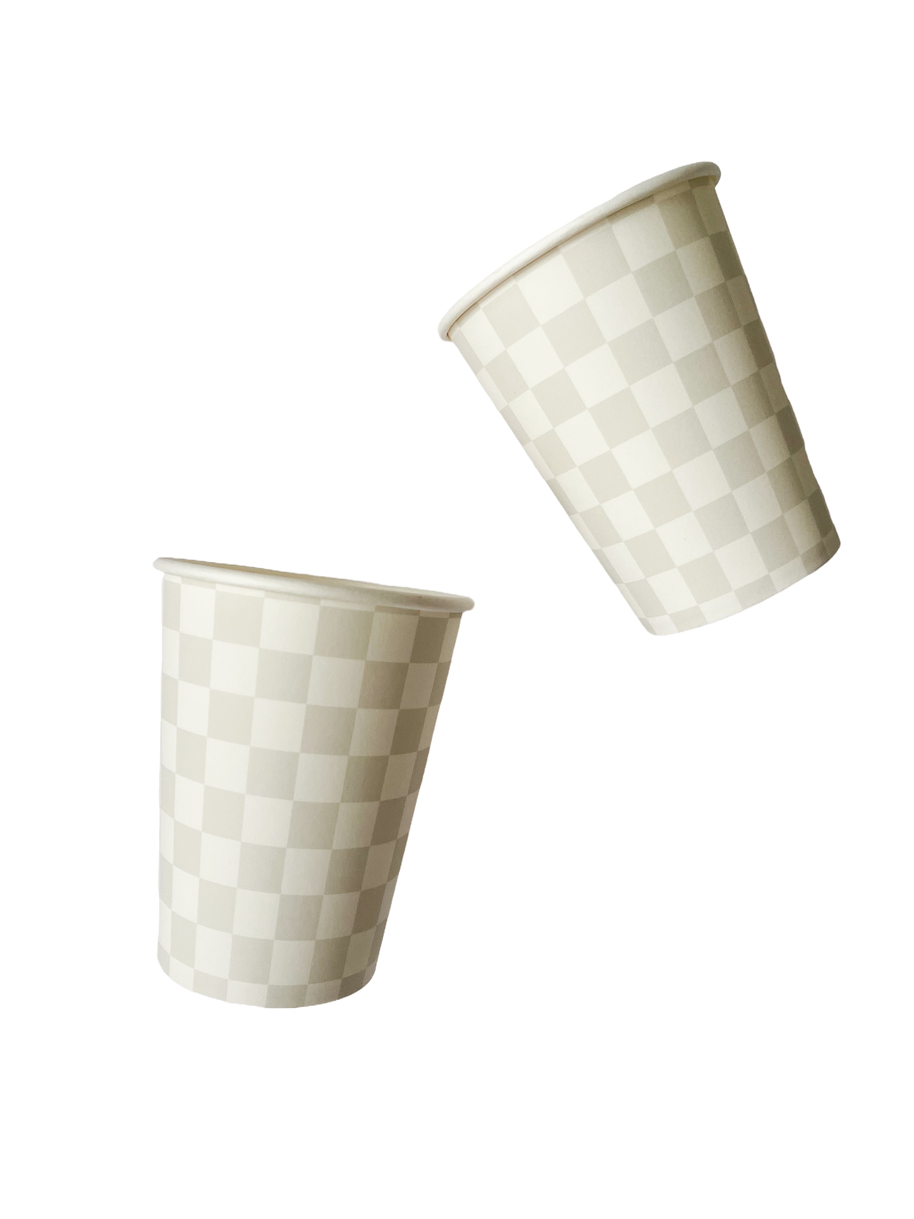 Light Gray Checkered Cups (set Of 8)