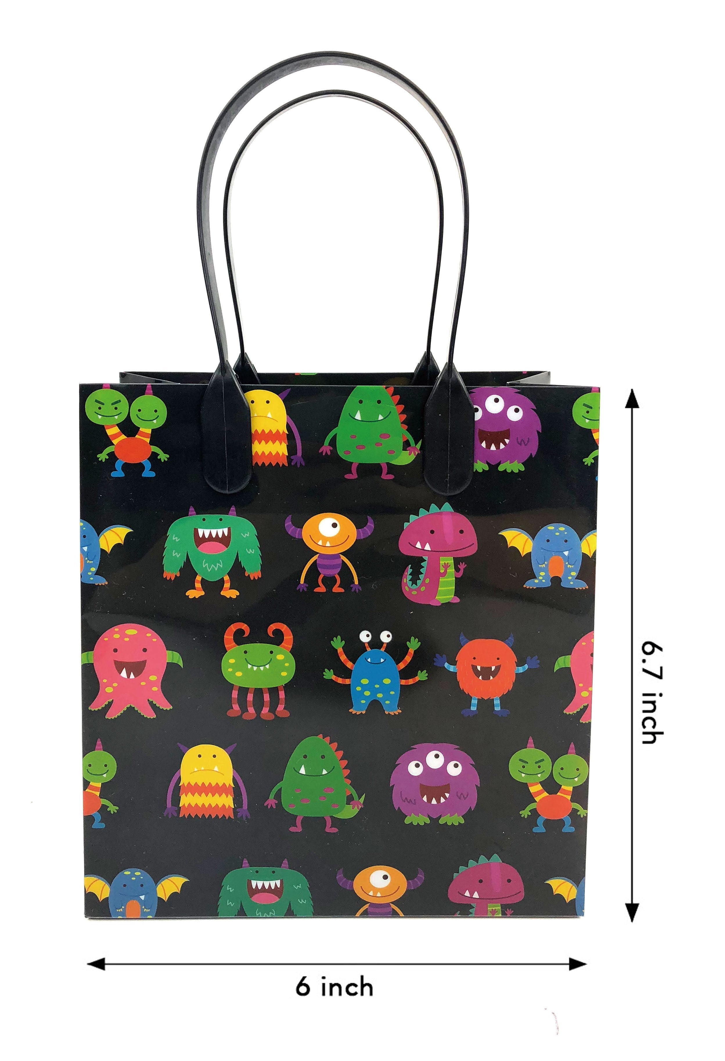 Monster Party Favor Treat Bags - Set Of 6 Or 12