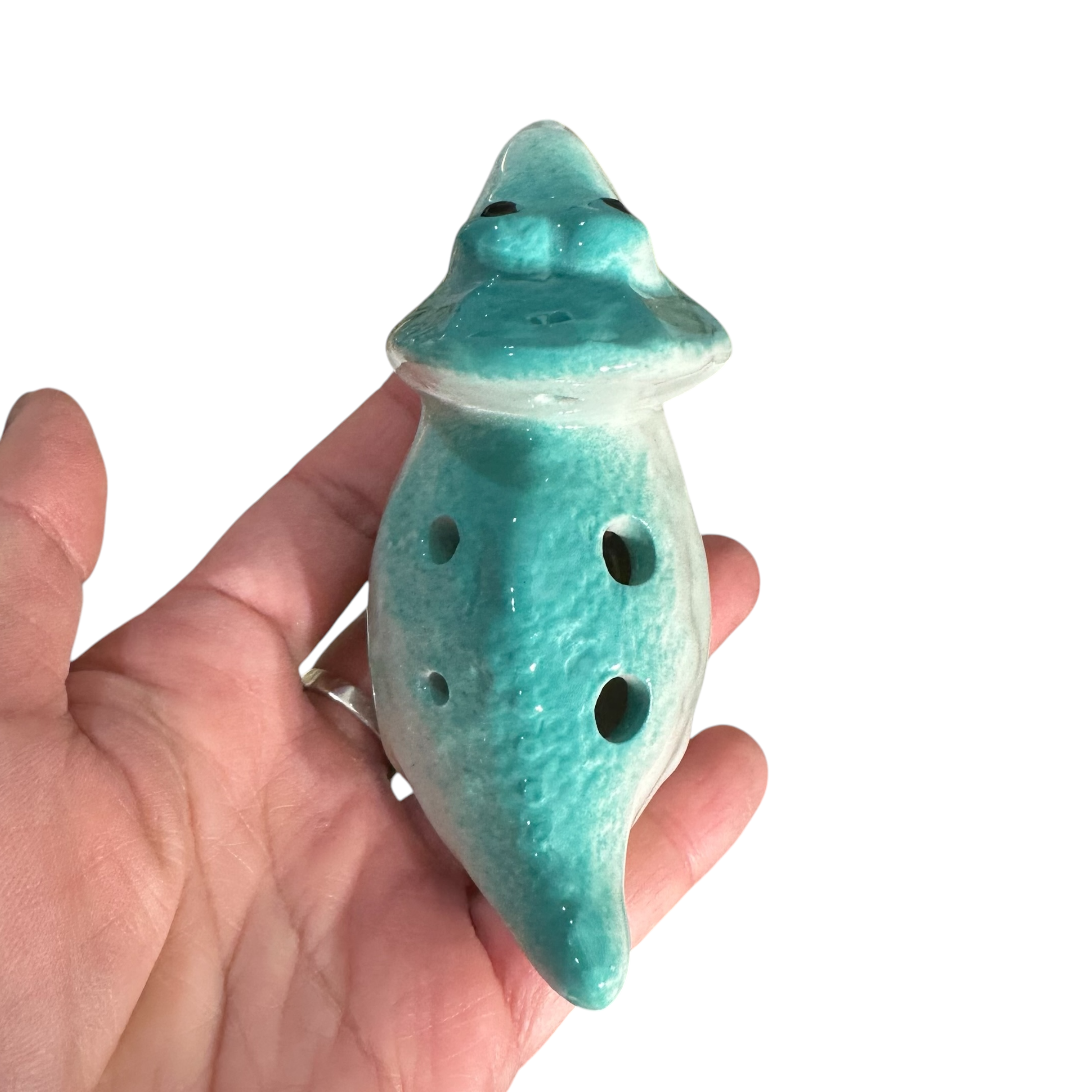 Ceramic Dinosaur Ocarina Teal