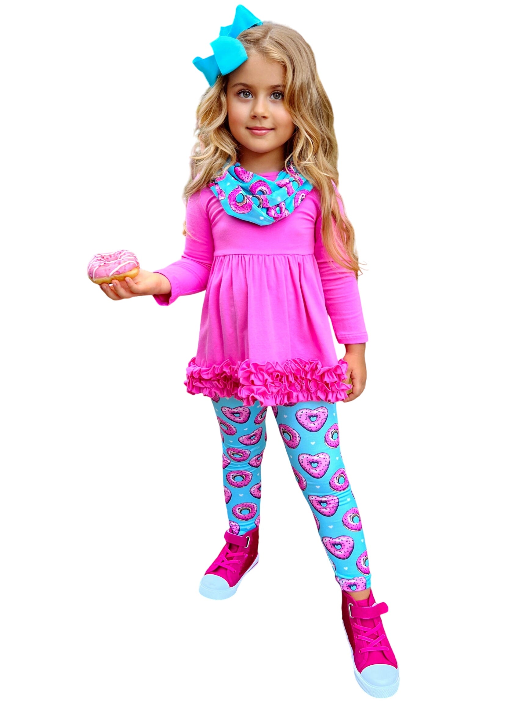 Sweet Donut Tunic, Scarf And Legging Set