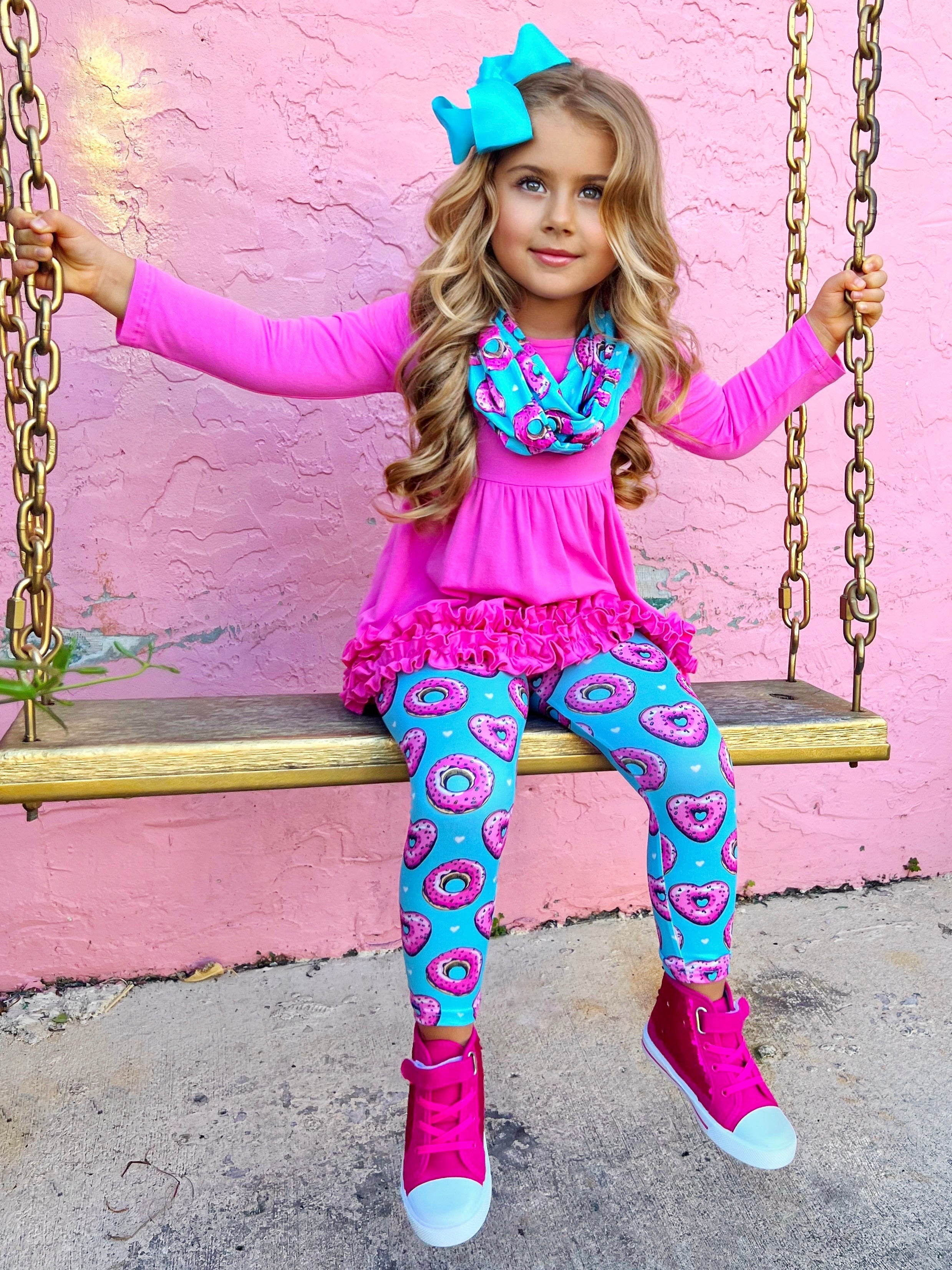 Sweet Donut Tunic, Scarf And Legging Set