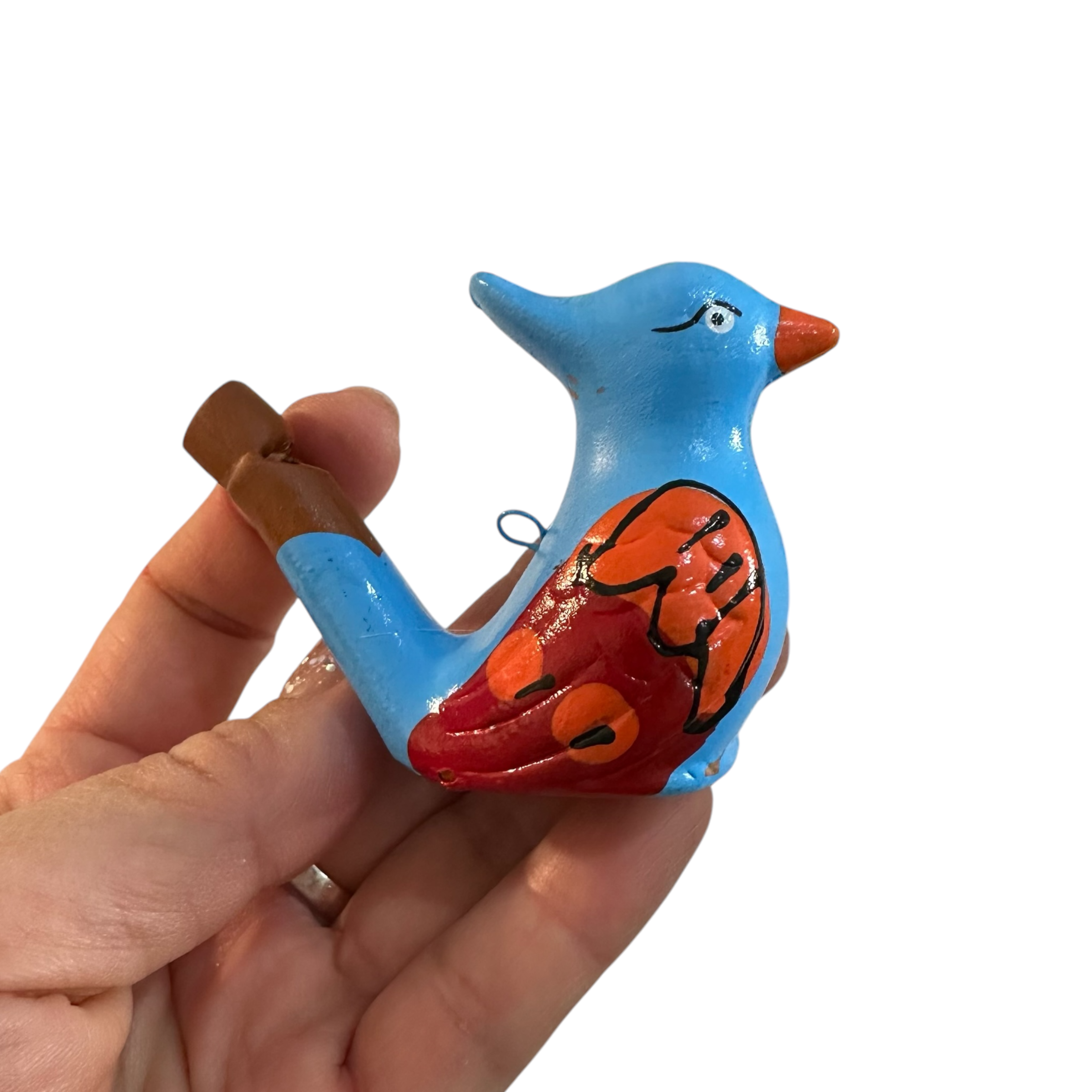 Clay Water Whistle Bird (blue Crest)
