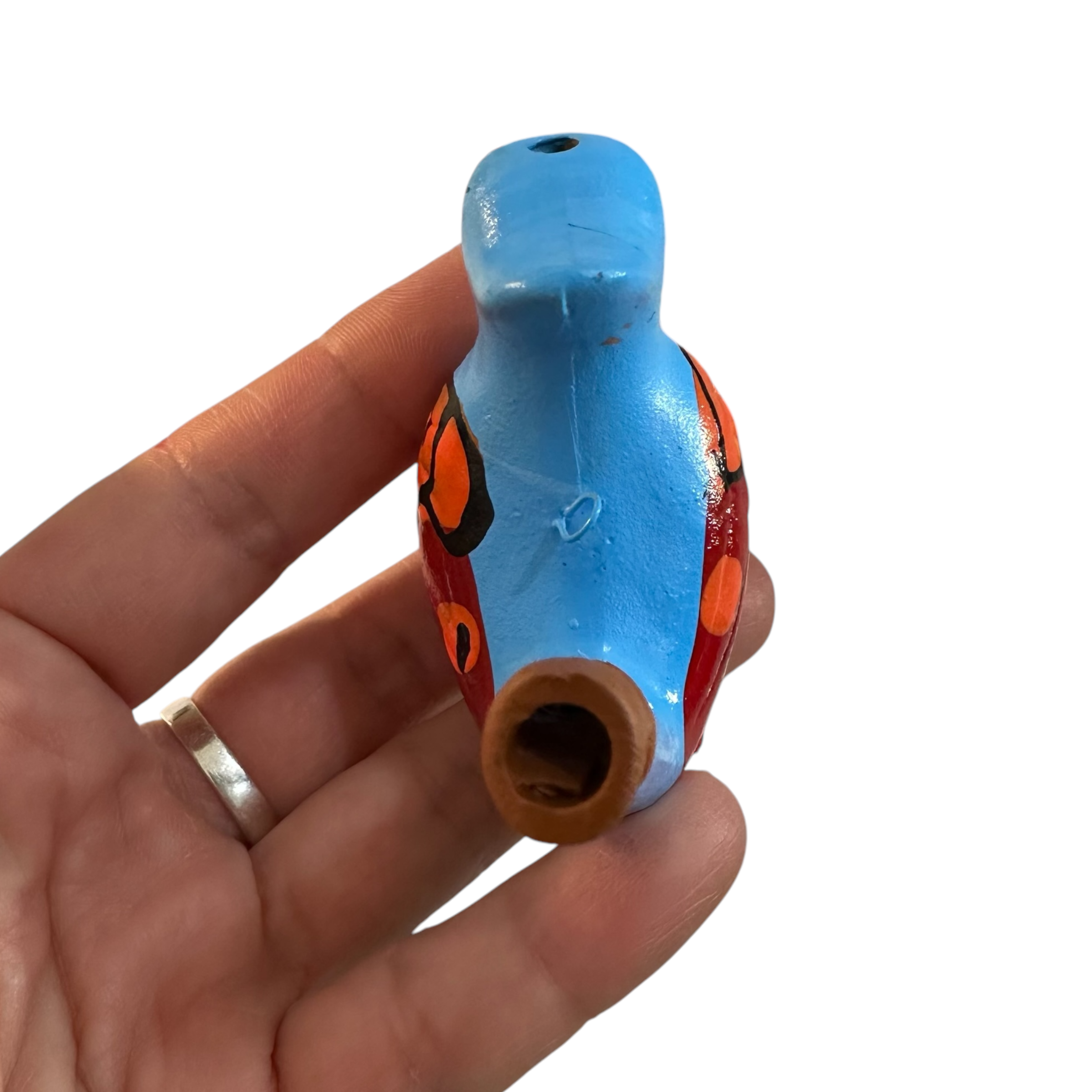 Clay Water Whistle Bird (blue Crest)
