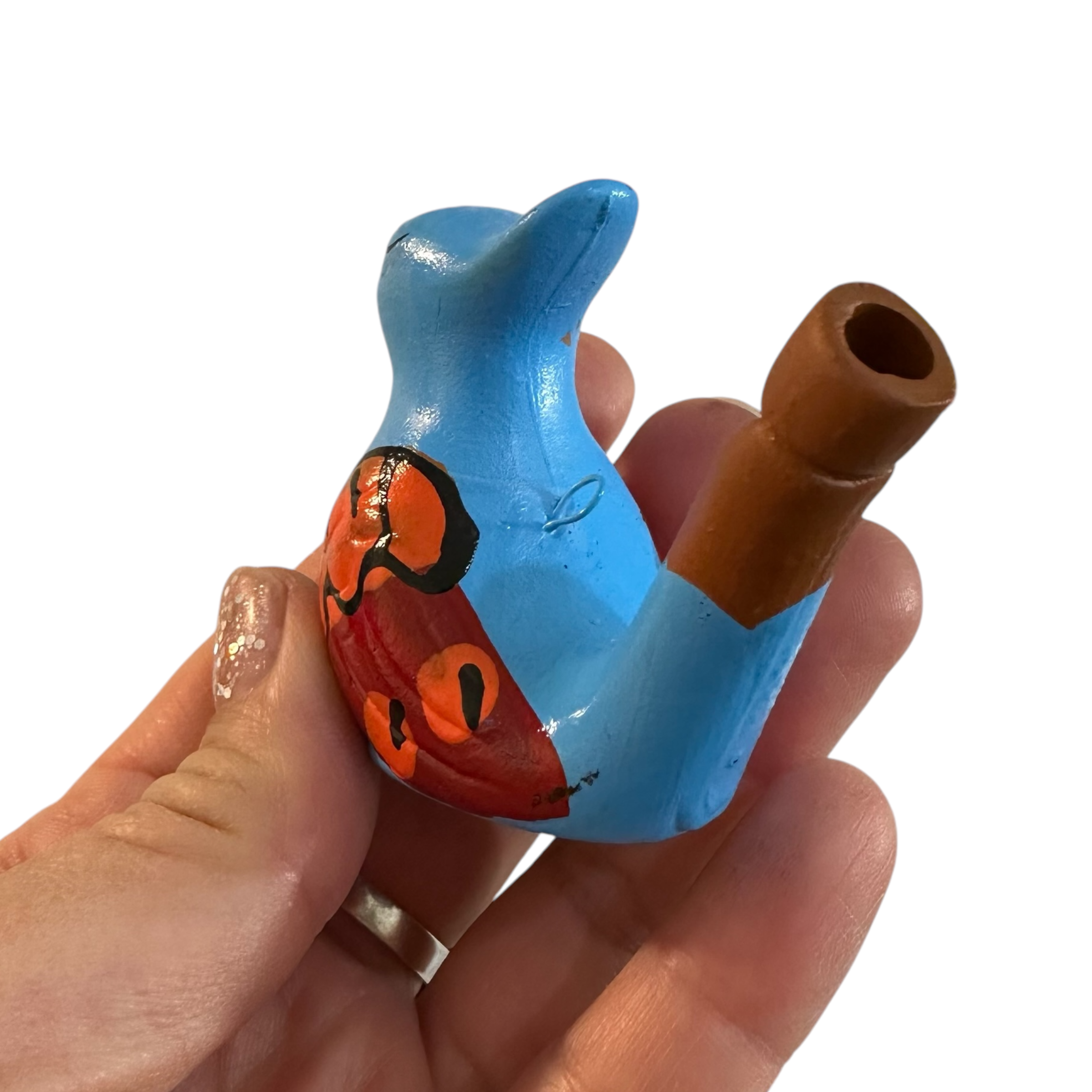 Clay Water Whistle Bird (blue Crest)