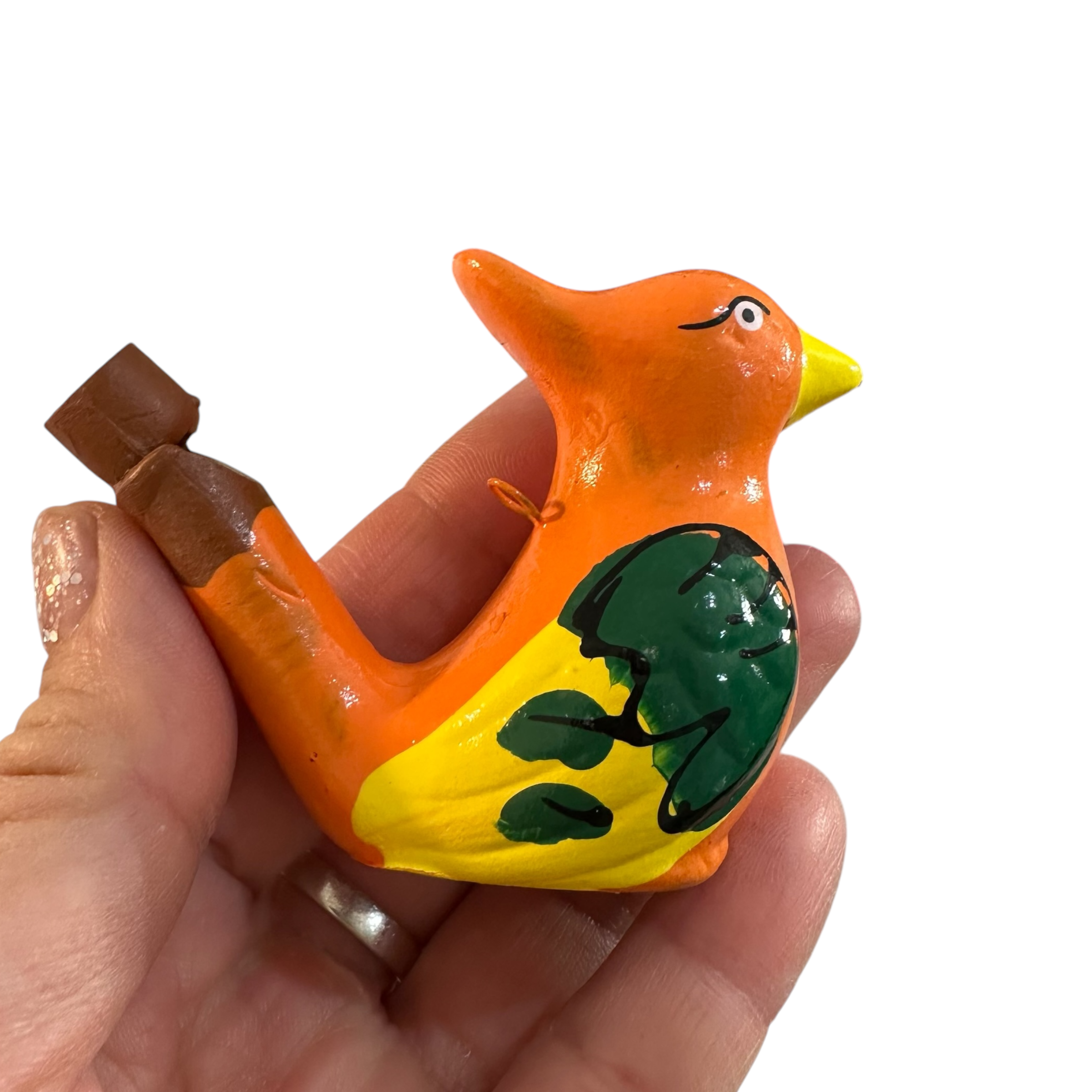Clay Water Whistle Bird (orange Crest)
