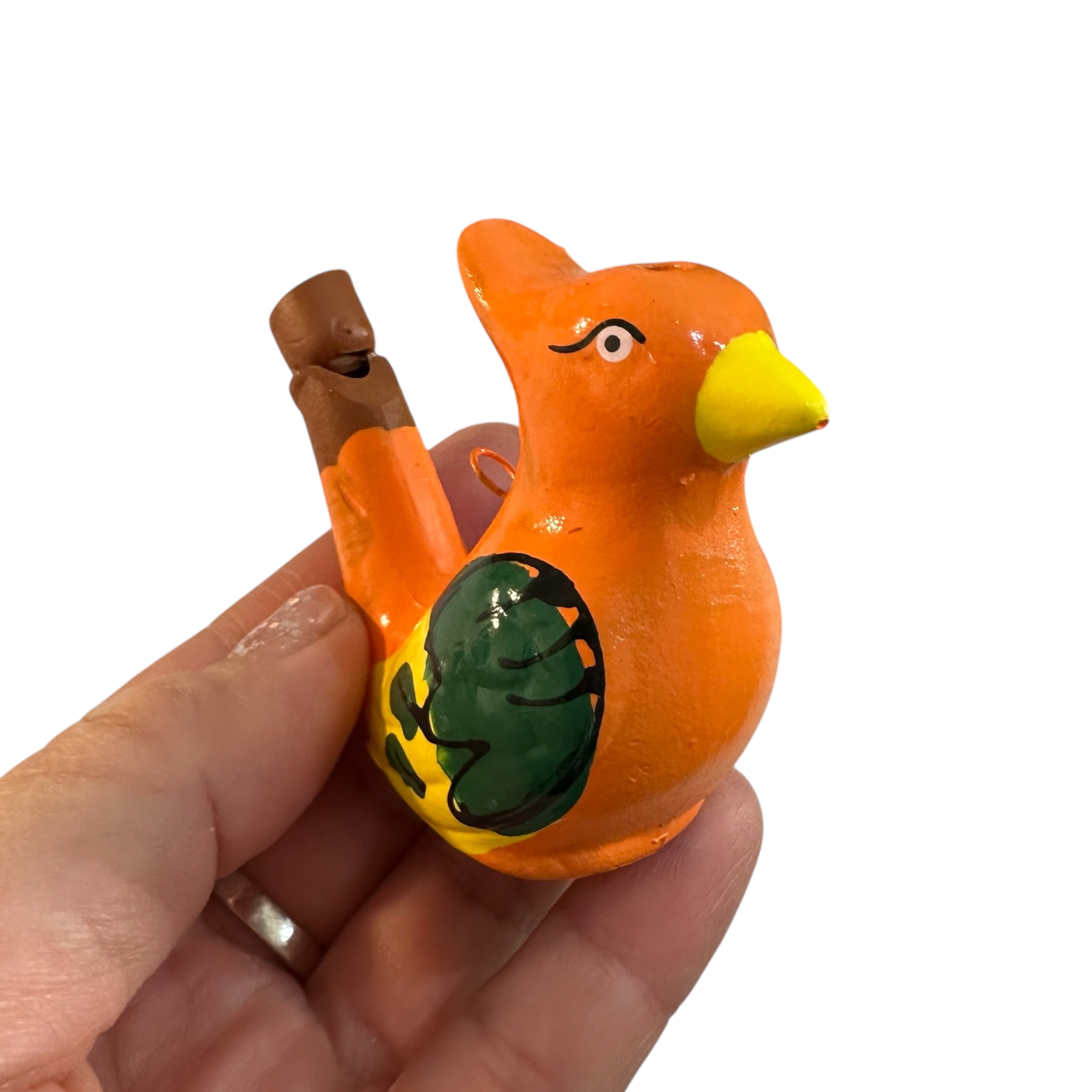 Clay Water Whistle Bird (orange Crest)
