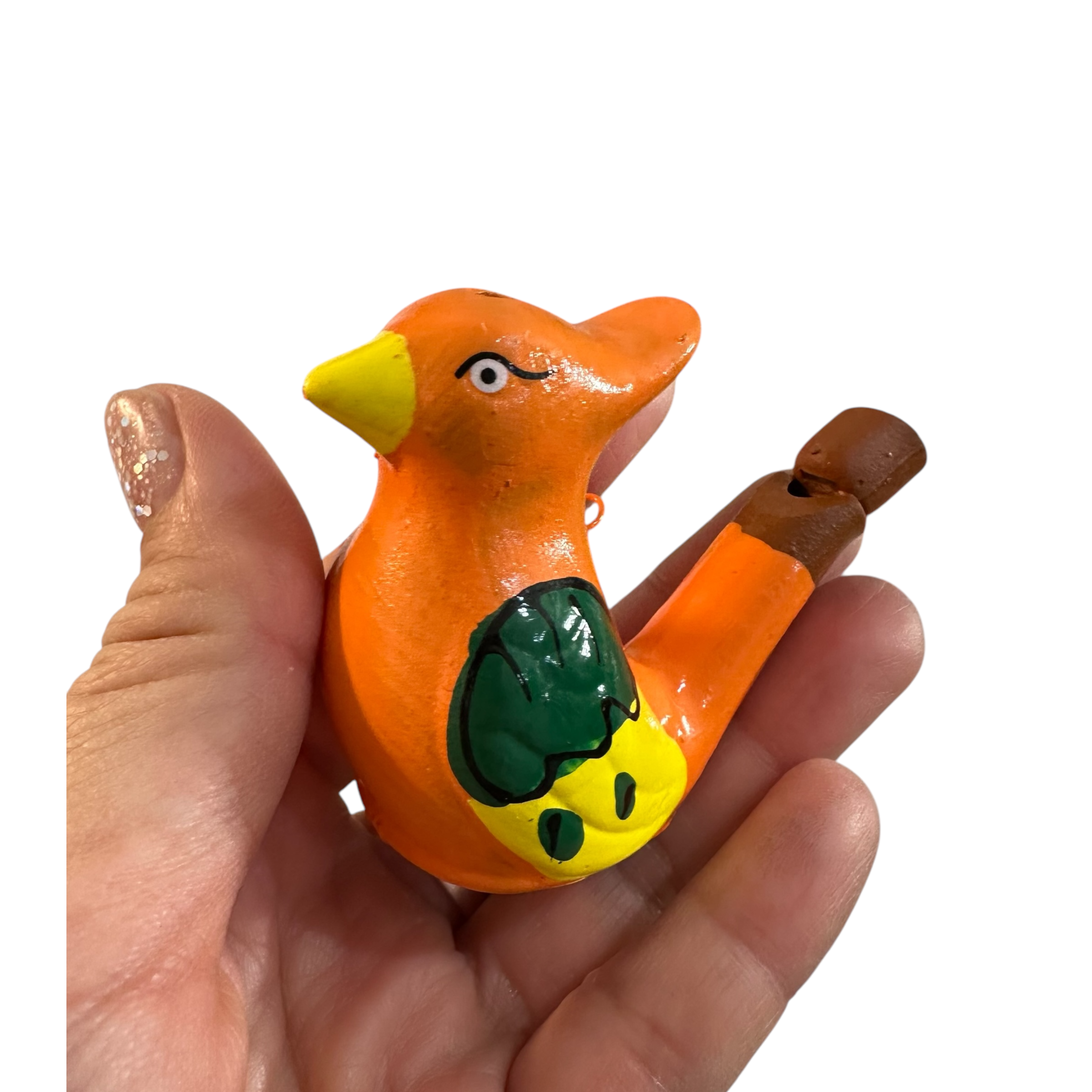 Clay Water Whistle Bird (orange Crest)