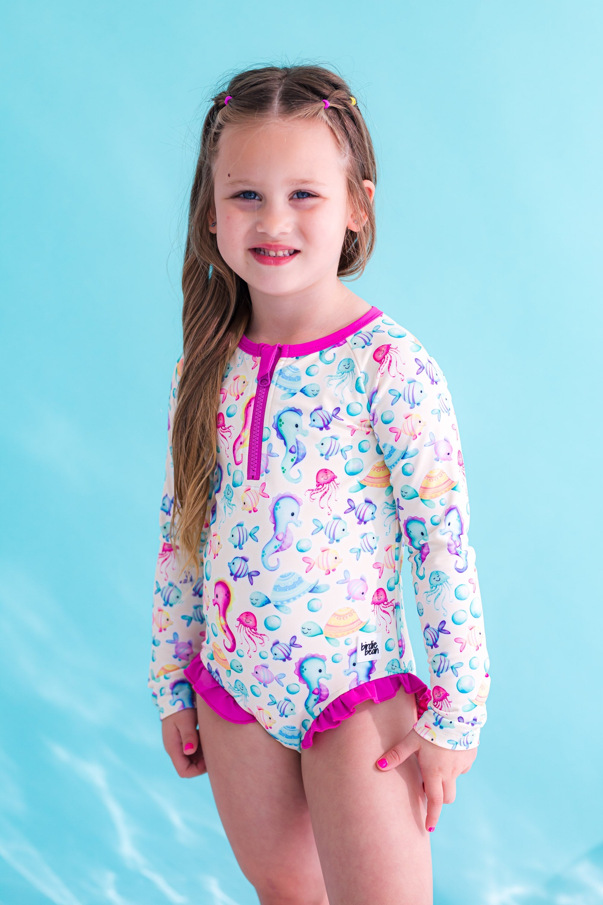 Coral Rash Guard Swimsuit: Girl's