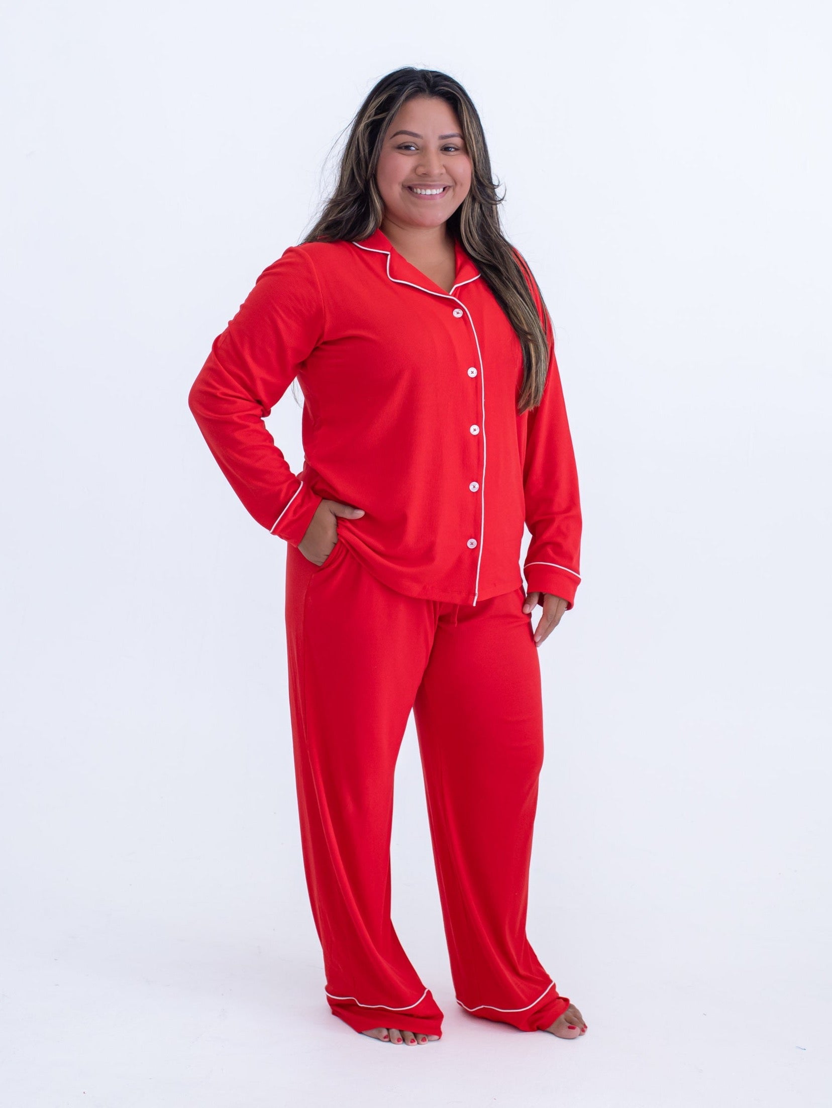 Scarlet Ribbed Women's Lounge Set