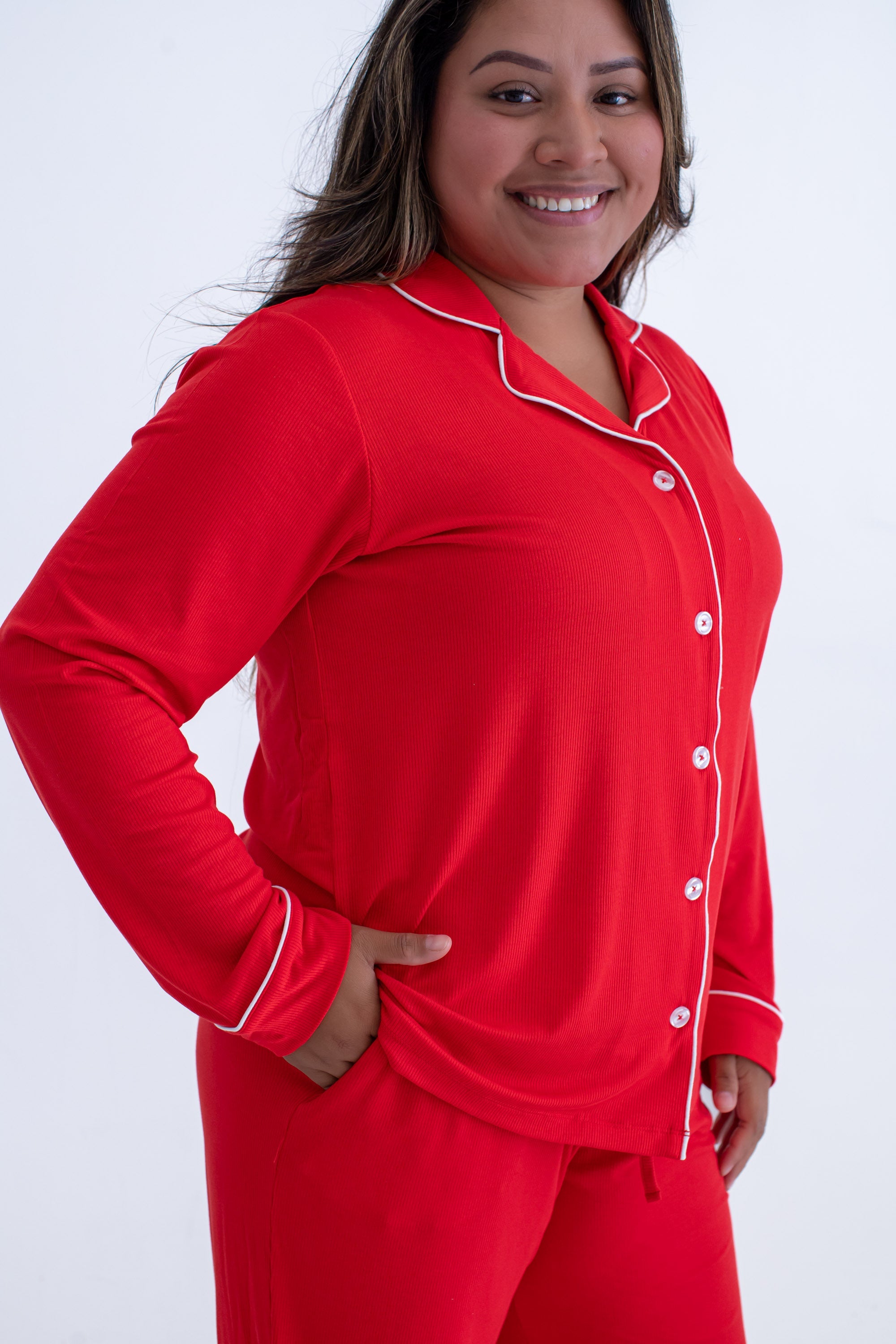 Scarlet Ribbed Women's Lounge Set