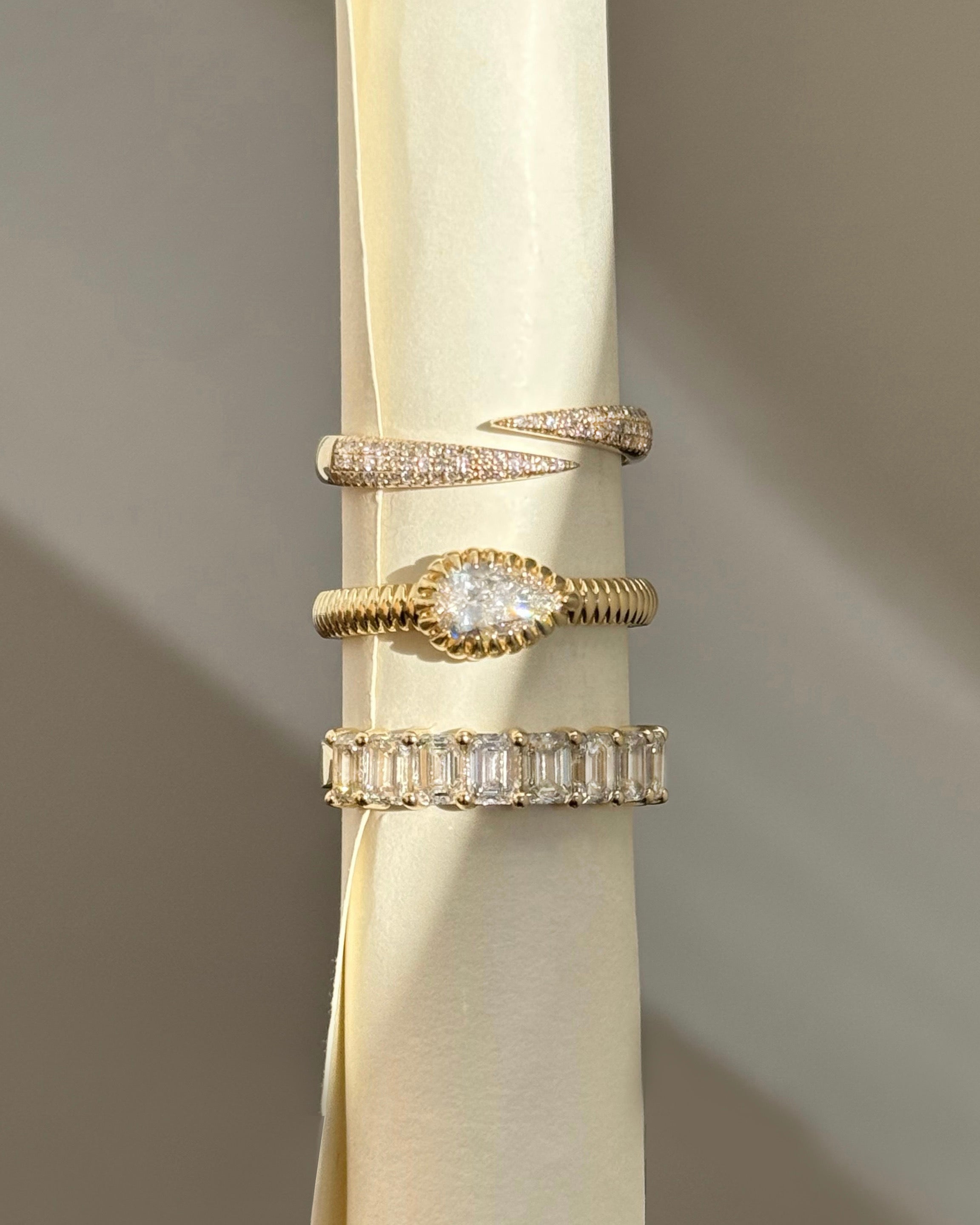 Pave Diamond Spike Claw Ring