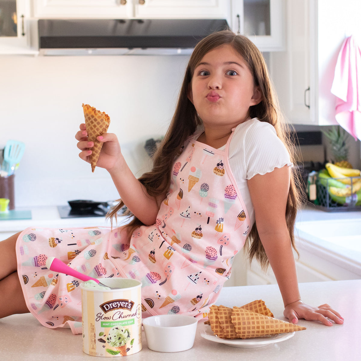 Pink Ice Cream Apron - Fits Sizes Youth Small Through Adult 2xl