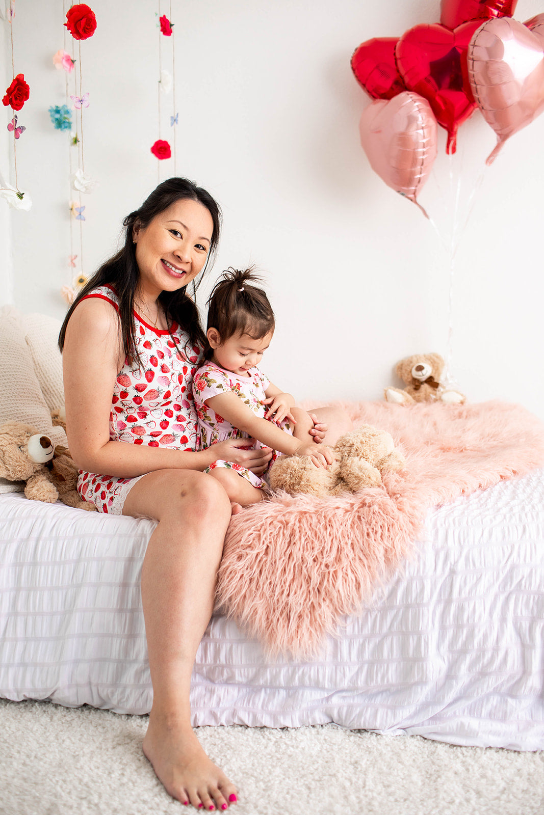 Strawberry Fields Mom Shorts Set