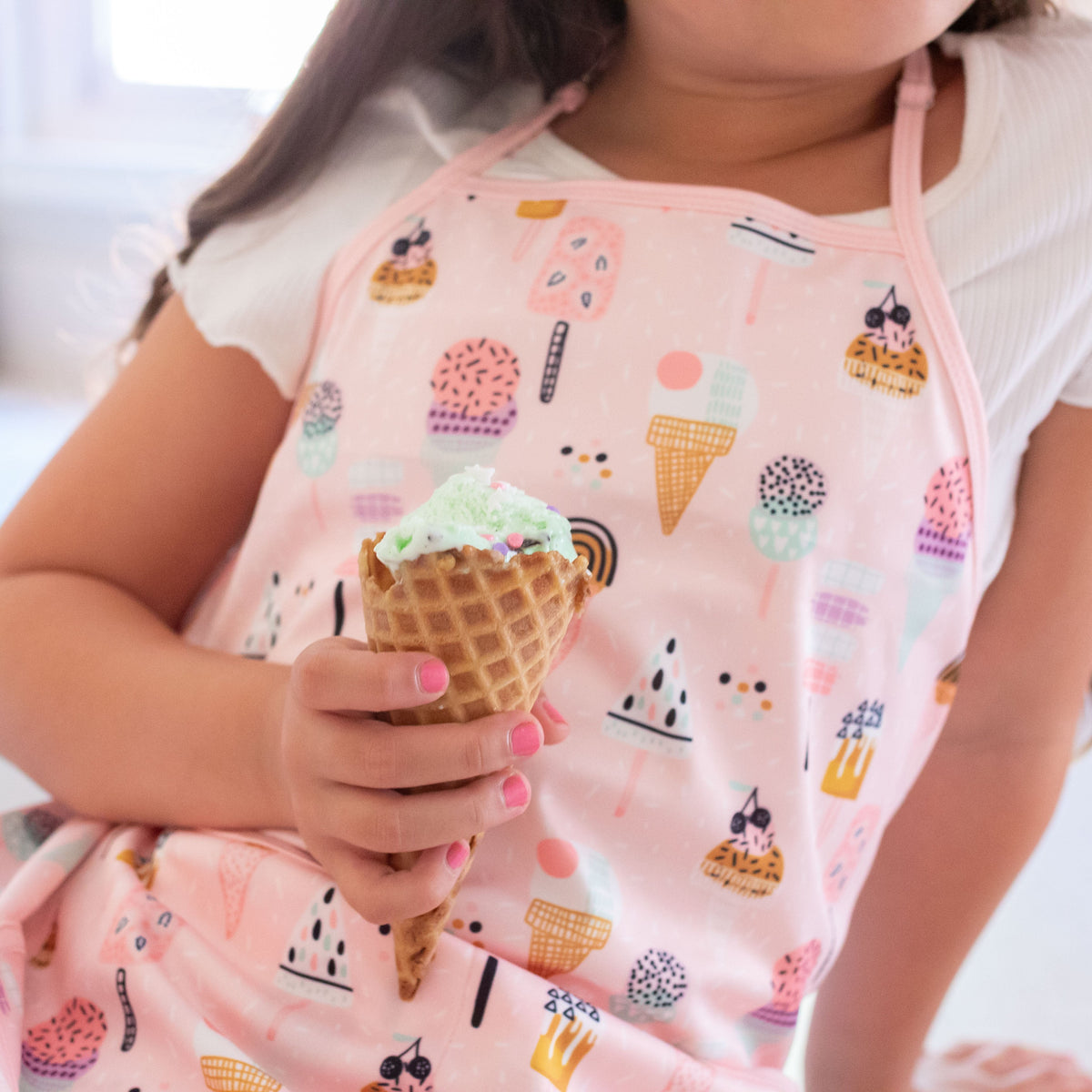 Pink Ice Cream Apron - Fits Sizes Youth Small Through Adult 2xl