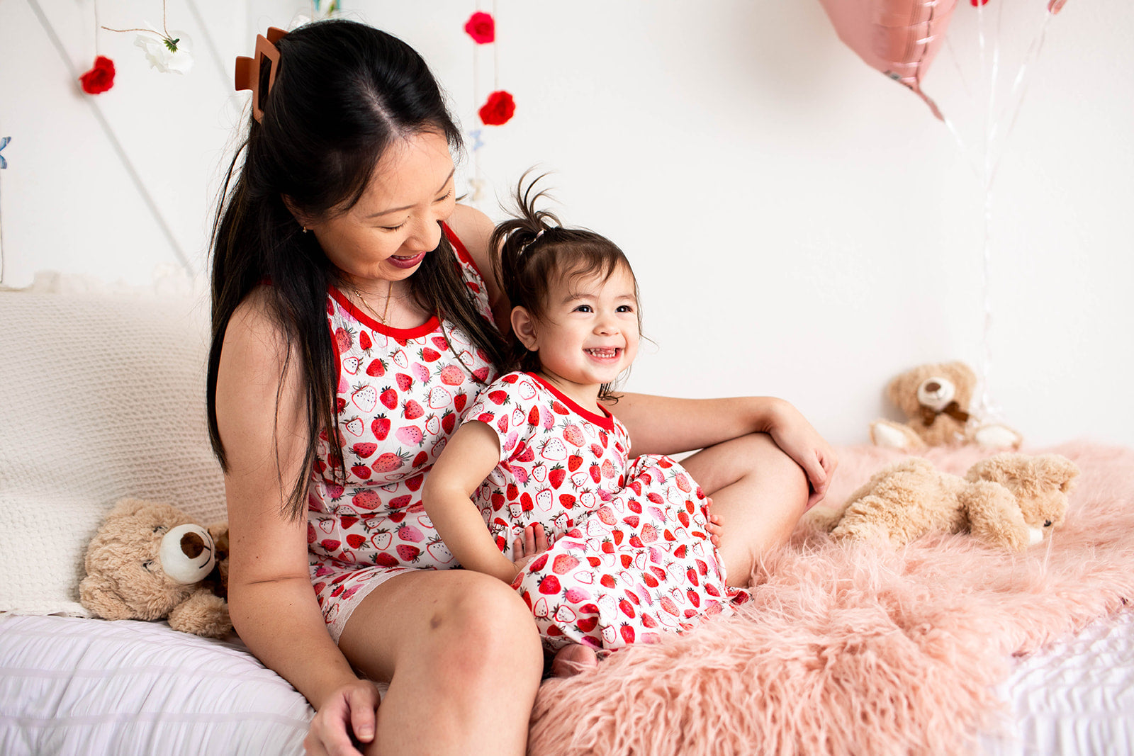 Strawberry Fields Mom Shorts Set